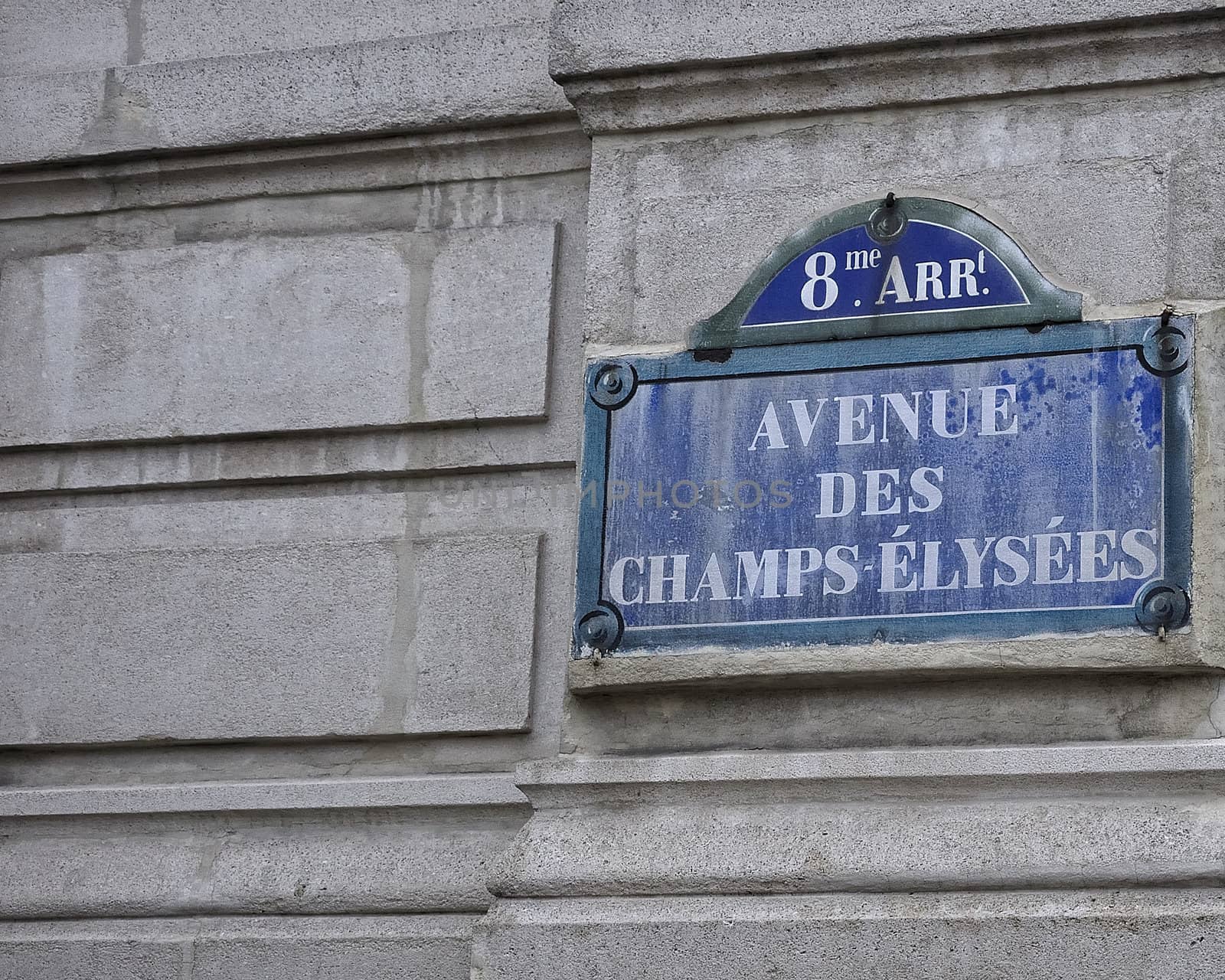 Avenue des Champs-Elysees sign. Rock and steal.