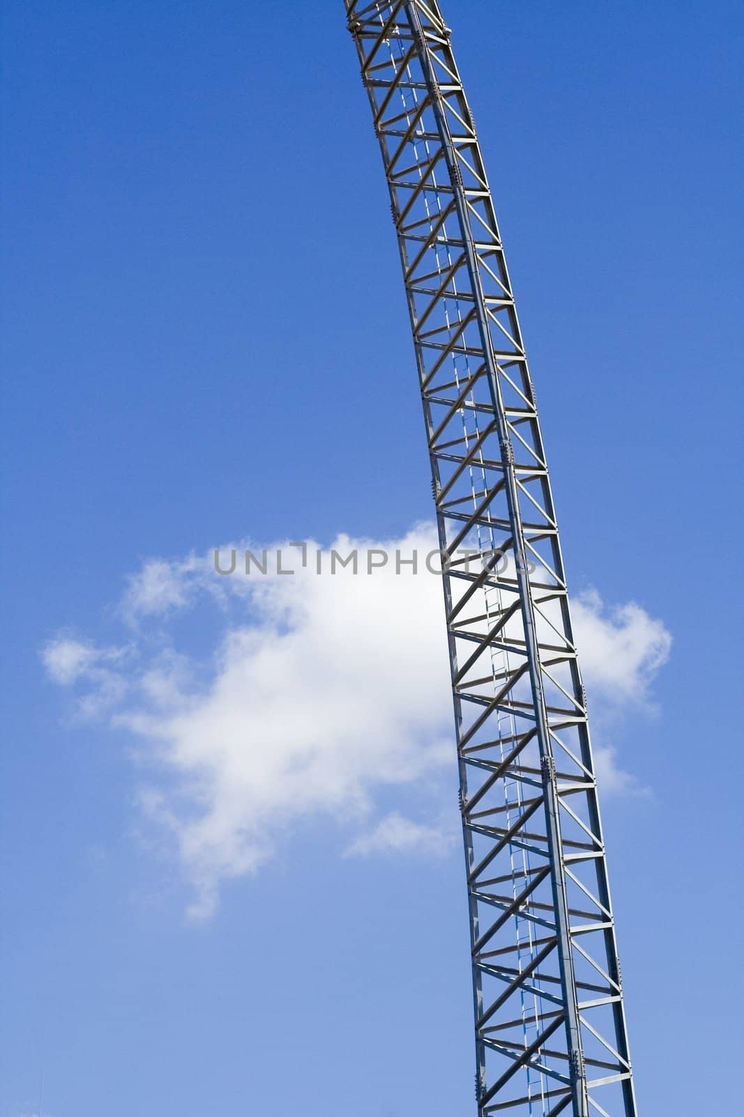 Sophisticated metal construction on a background of blue sky