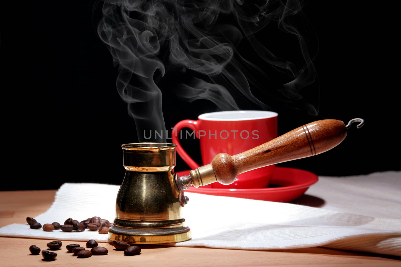 Serving delicious freshly brewed flavored black Turkish coffee