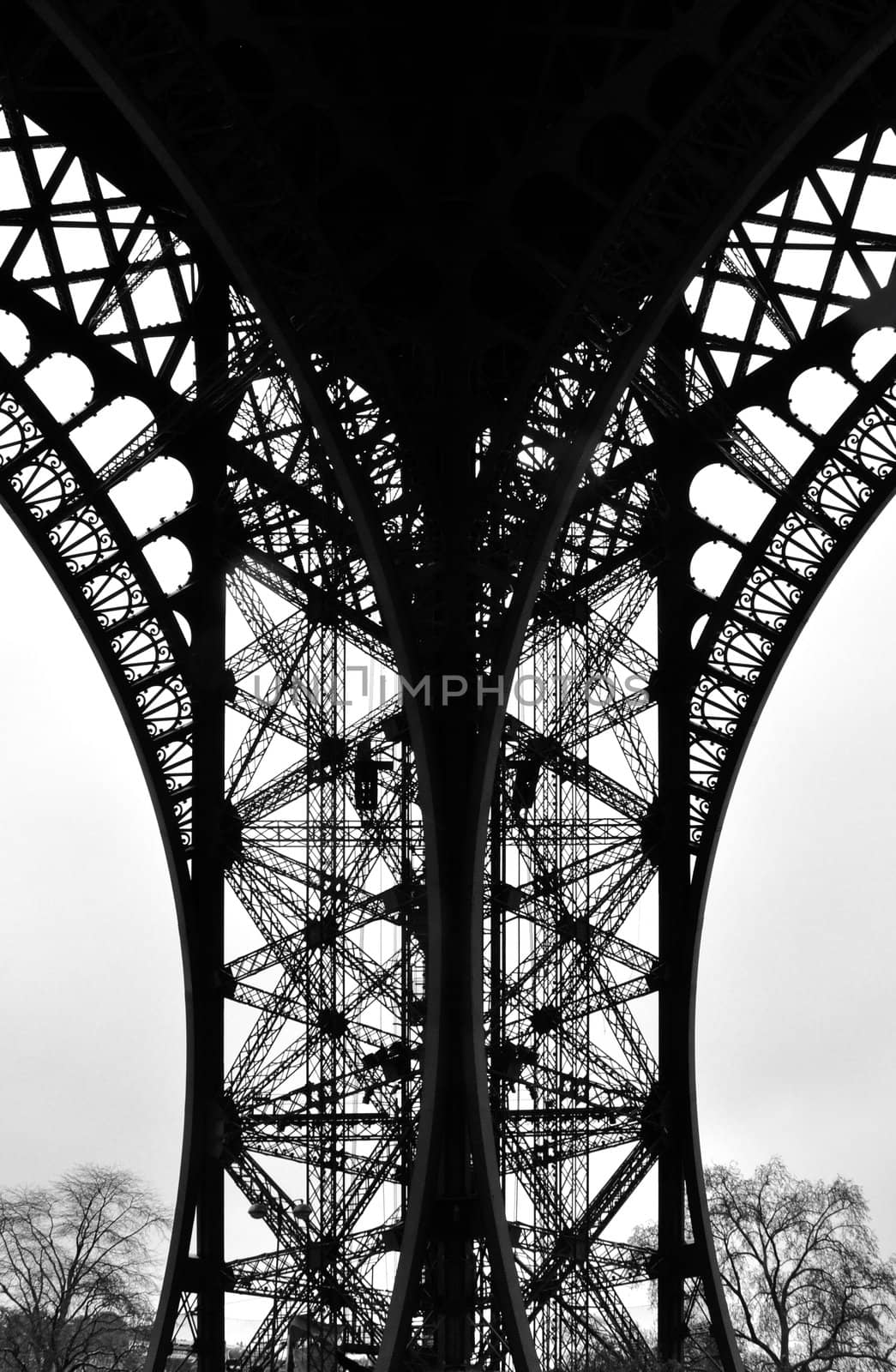 Paris - France Eiffel Tower. Close view of the steel.