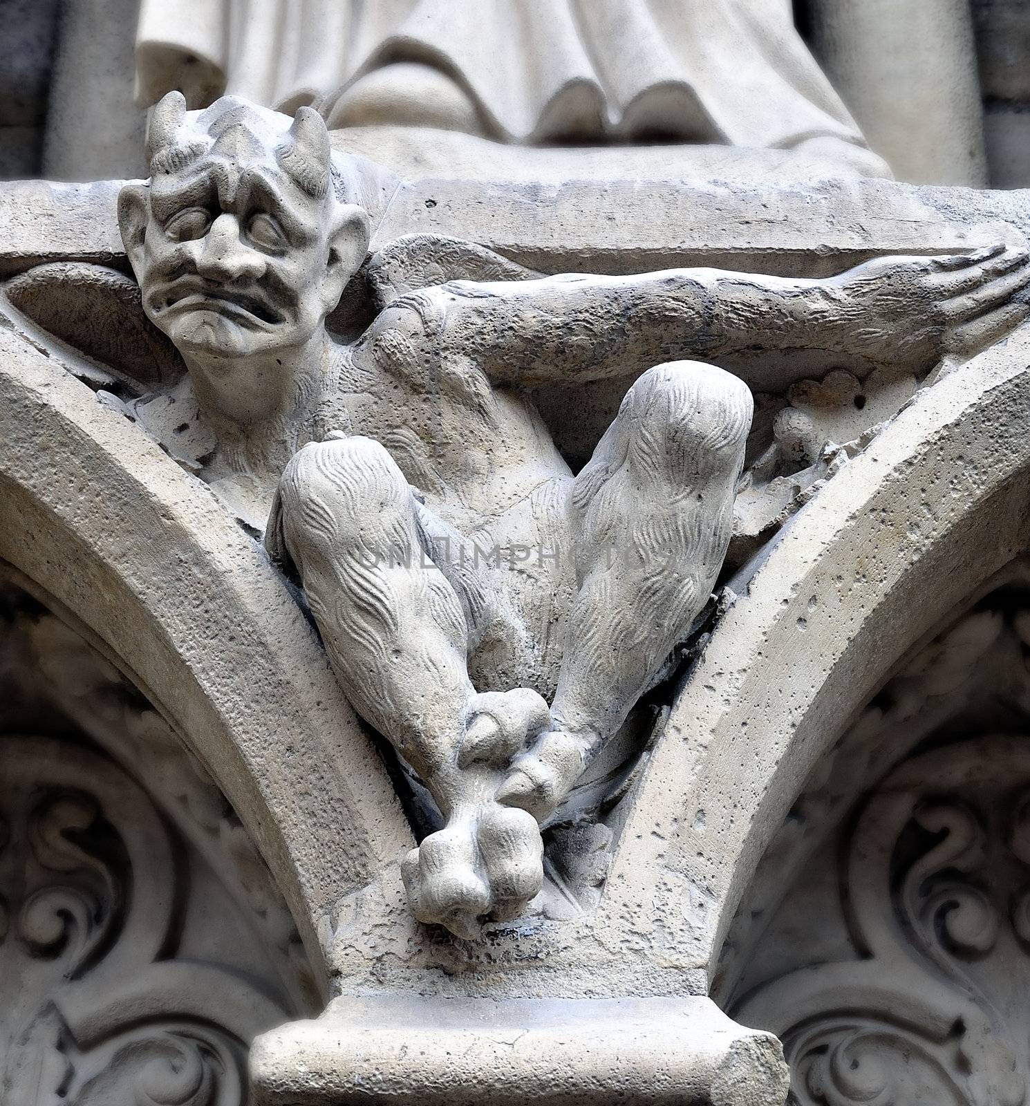 Paris - France Notre Dame. gargoyle close up.