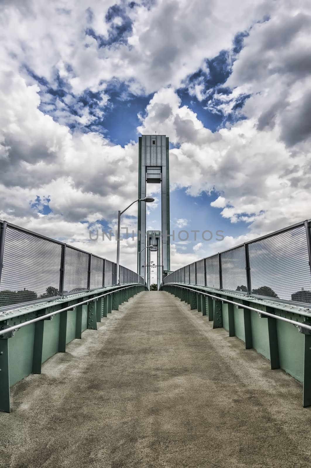 View on bridge with very cloudy sky