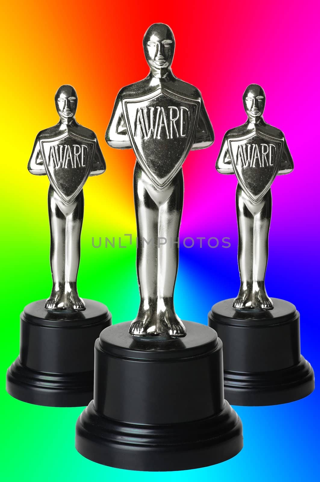 silver trophys on rainbow background by Shane9