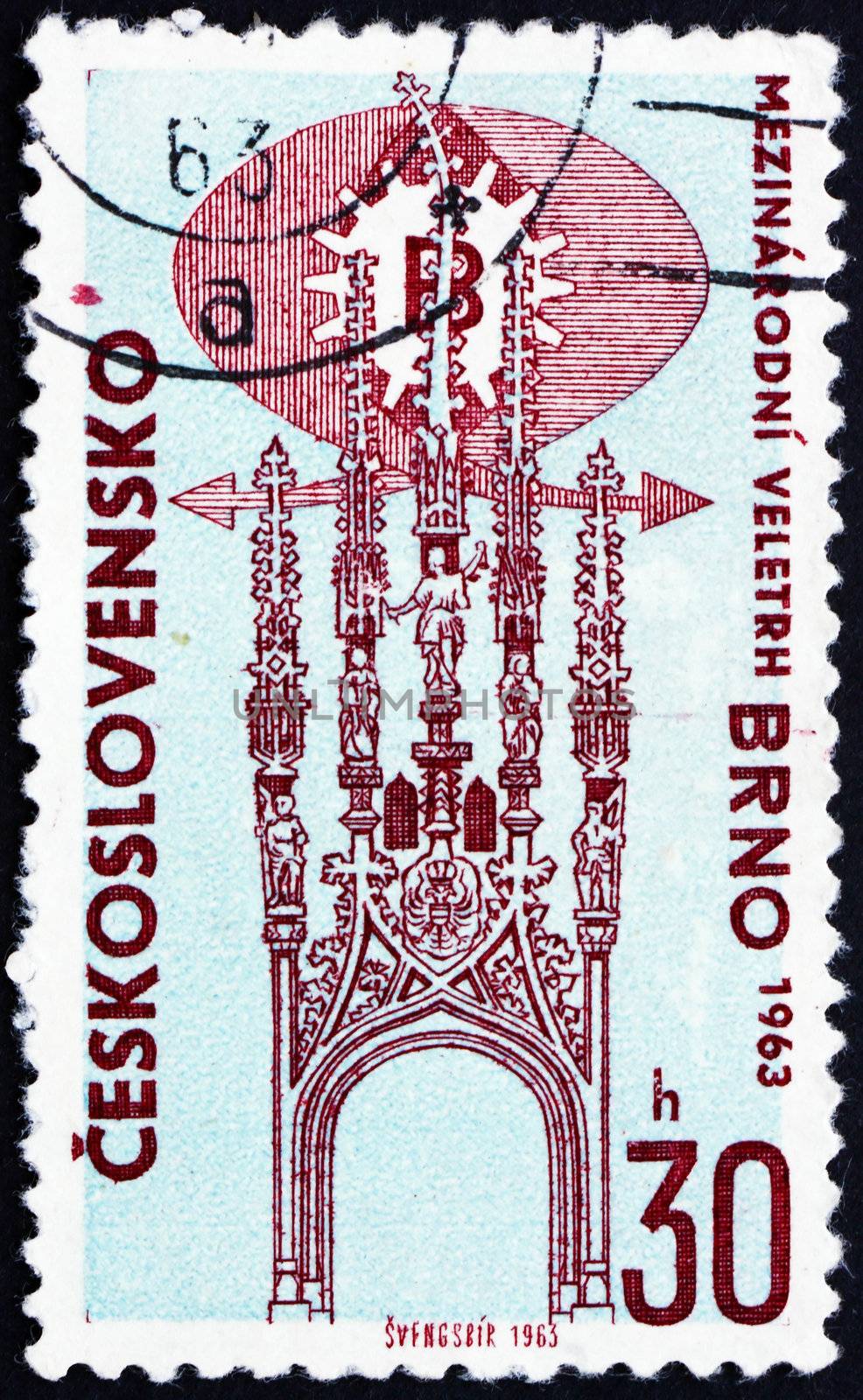 CZECHOSLOVAKIA - CIRCA 1963: a stamp printed in the Czechoslovakia shows Town Hall, Brno, International Trade Fair, circa 1963