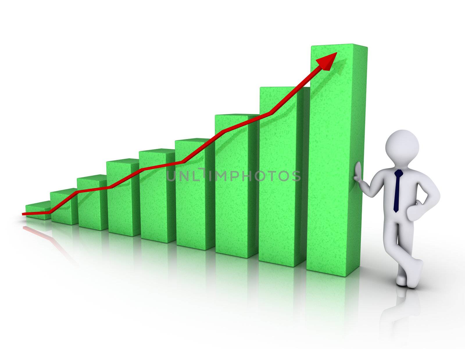 3d businessman with good results chart