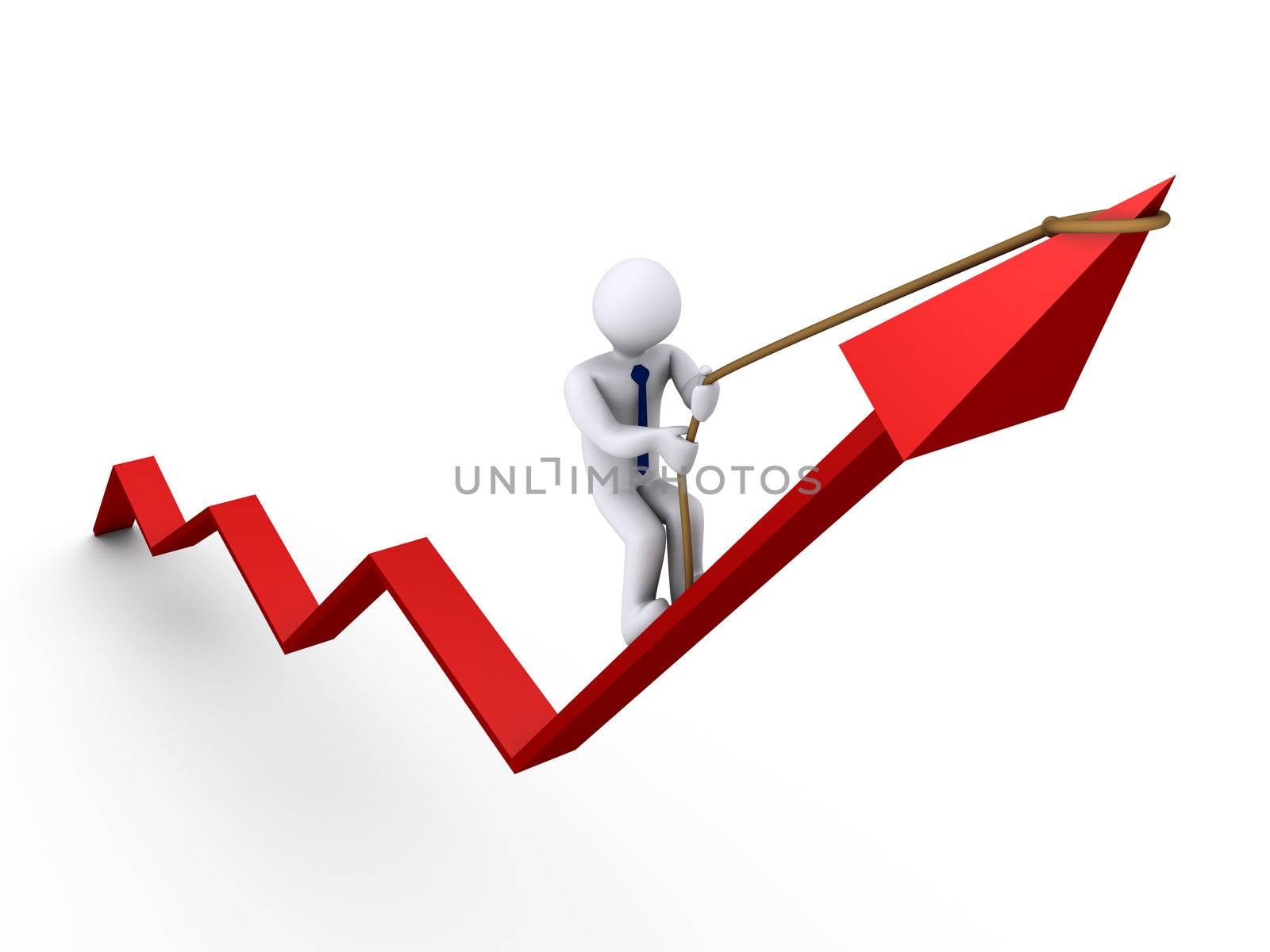 3d businessman climbing on graph