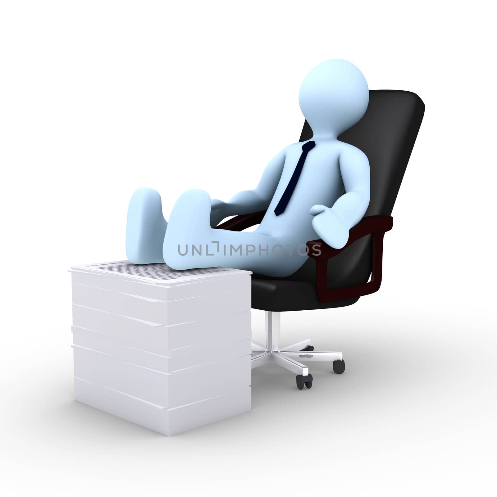 Tired 3d businessman is resting