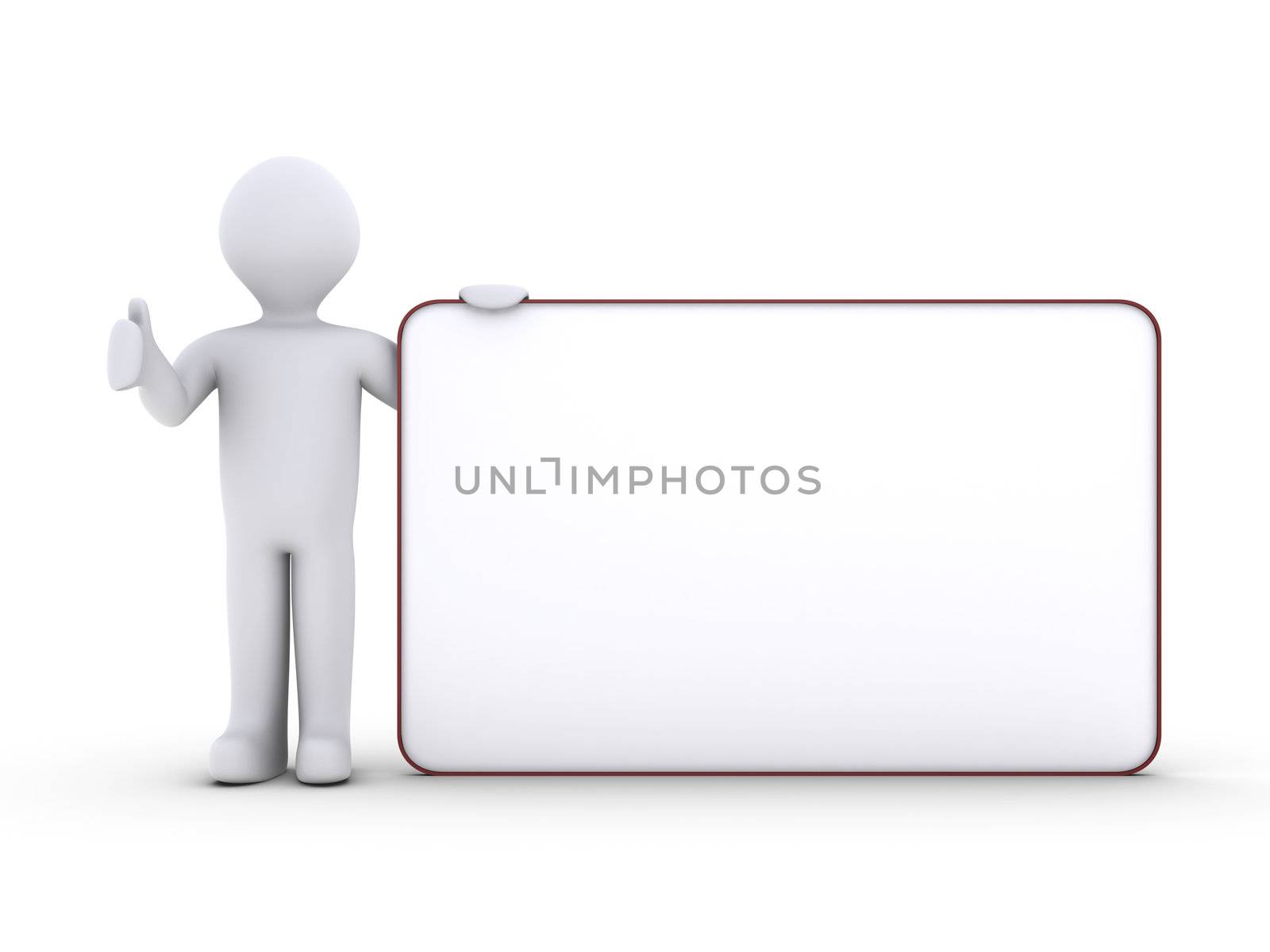 3d person holding a blank board