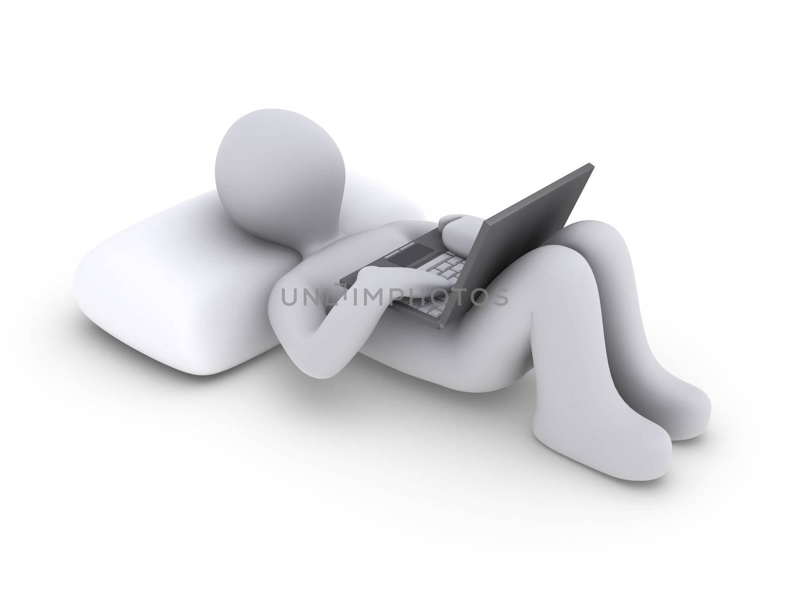 Person lying down with laptop by 6kor3dos