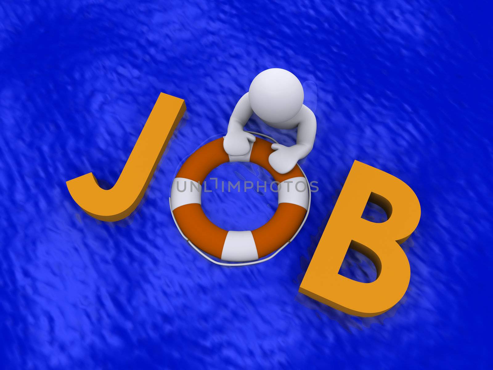 3d person in the sea holding job letters