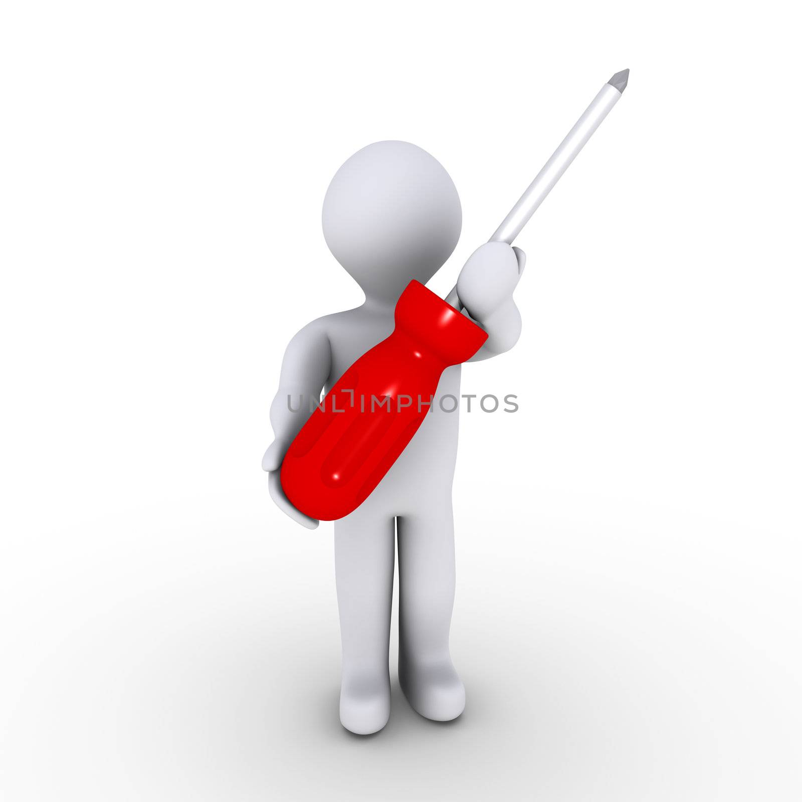 3d person holding a red screwdriver