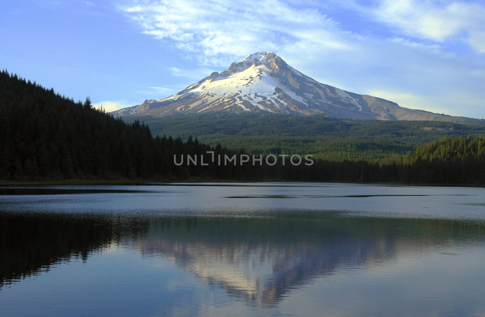 Mt Hood and Trillium lake at sunset. by Rigucci