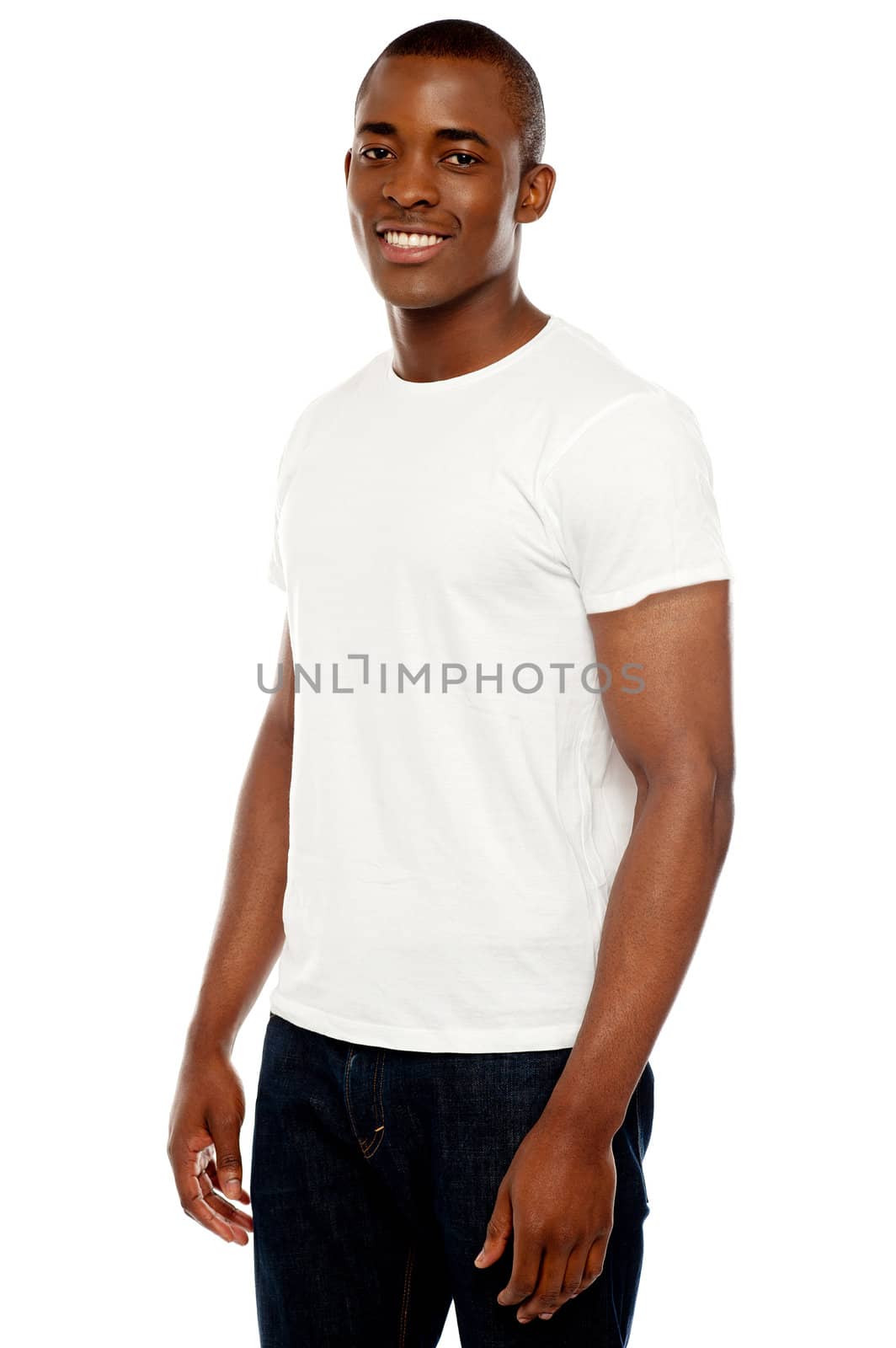 Casual young african man posing in front of camera