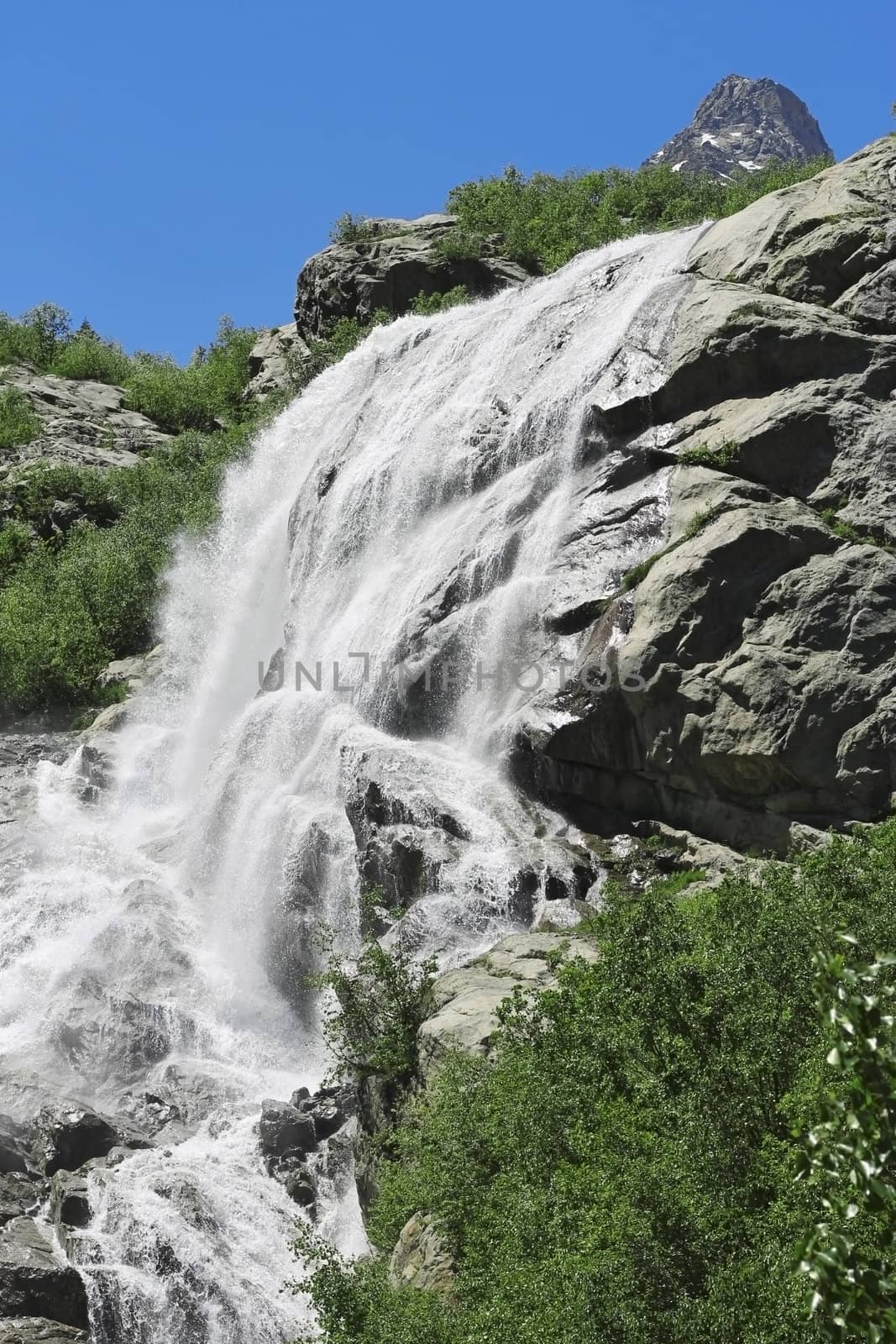 Alibek waterfall. Dombay mountains. The Northern Caucas