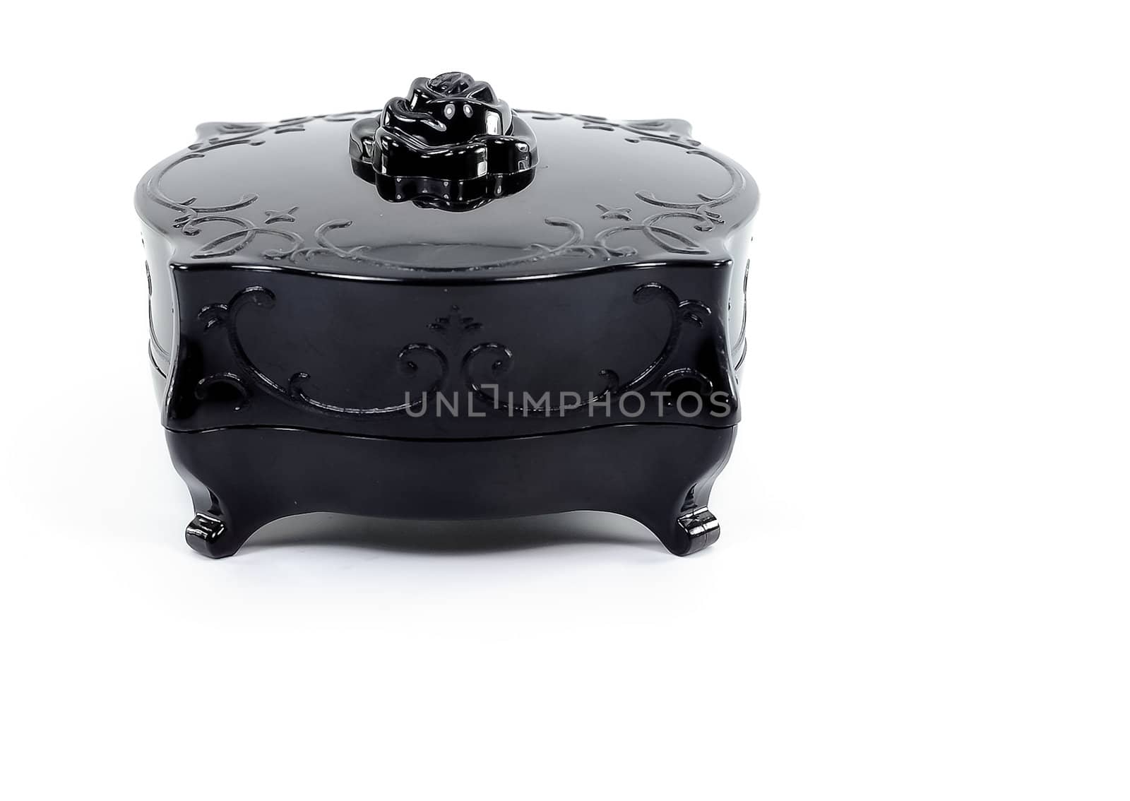 Black antique old box  close isolate on white background