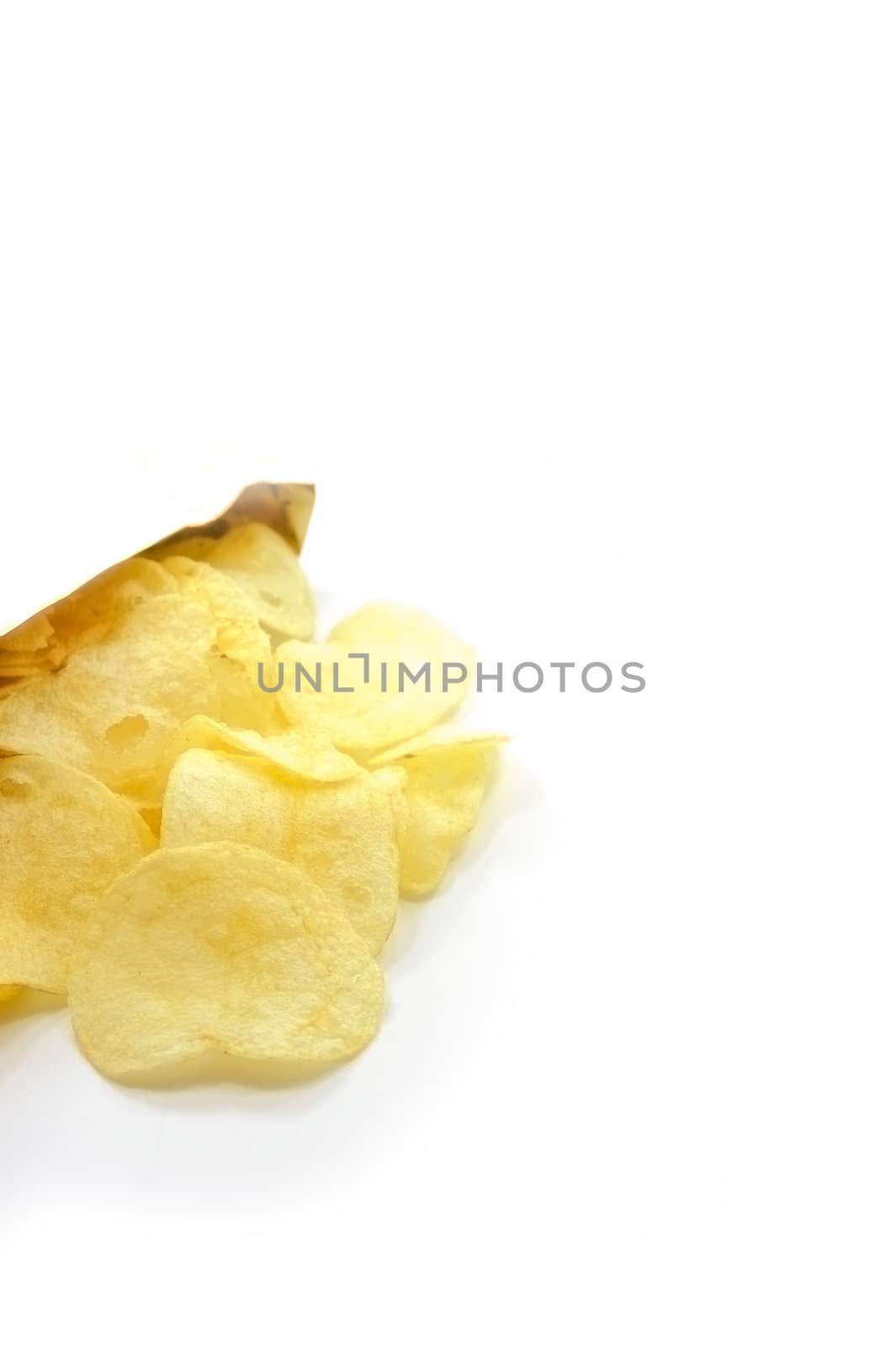 potato chips isolated on white background