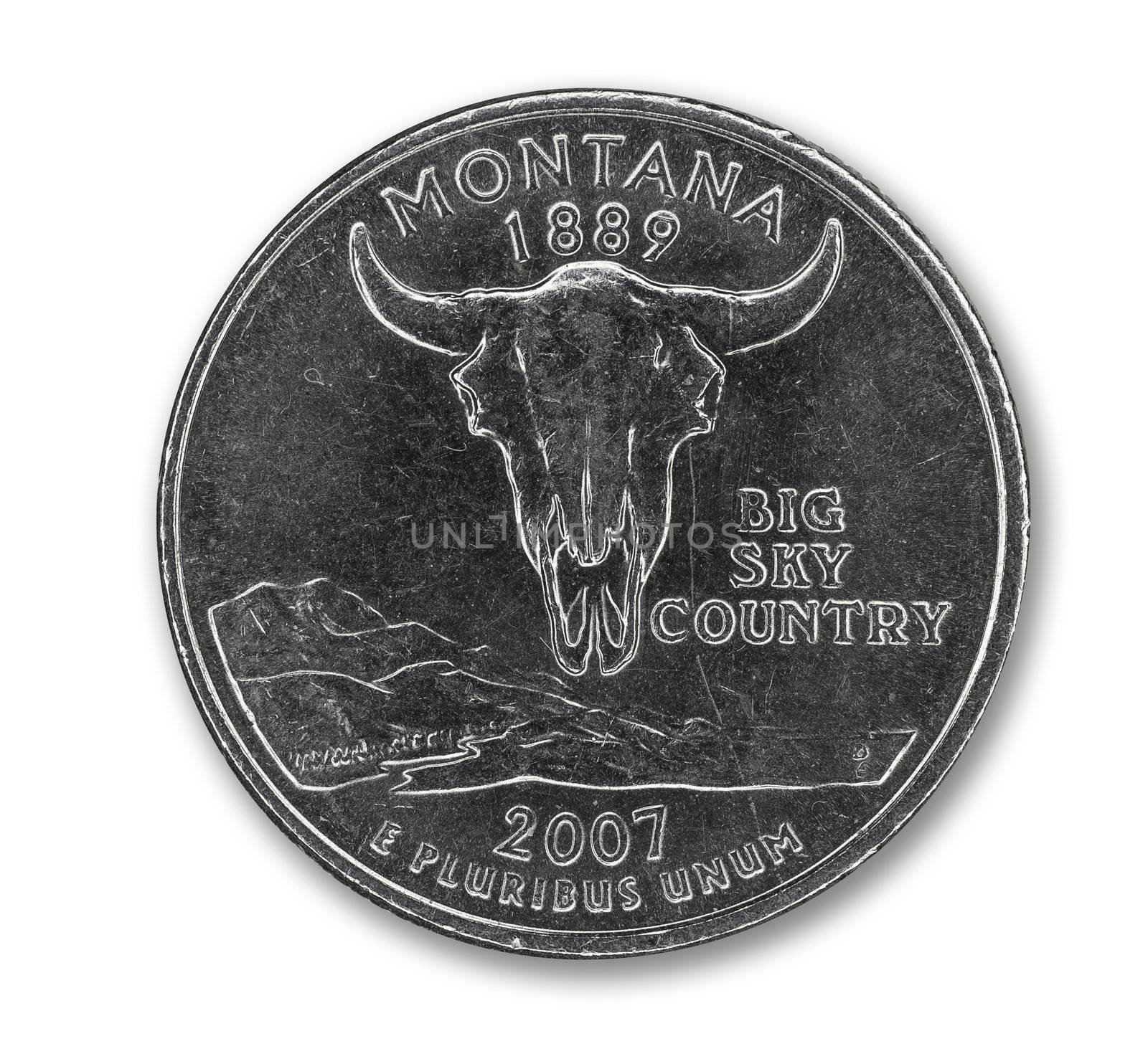 United States Montana quarter dollar coin on white by Shane9