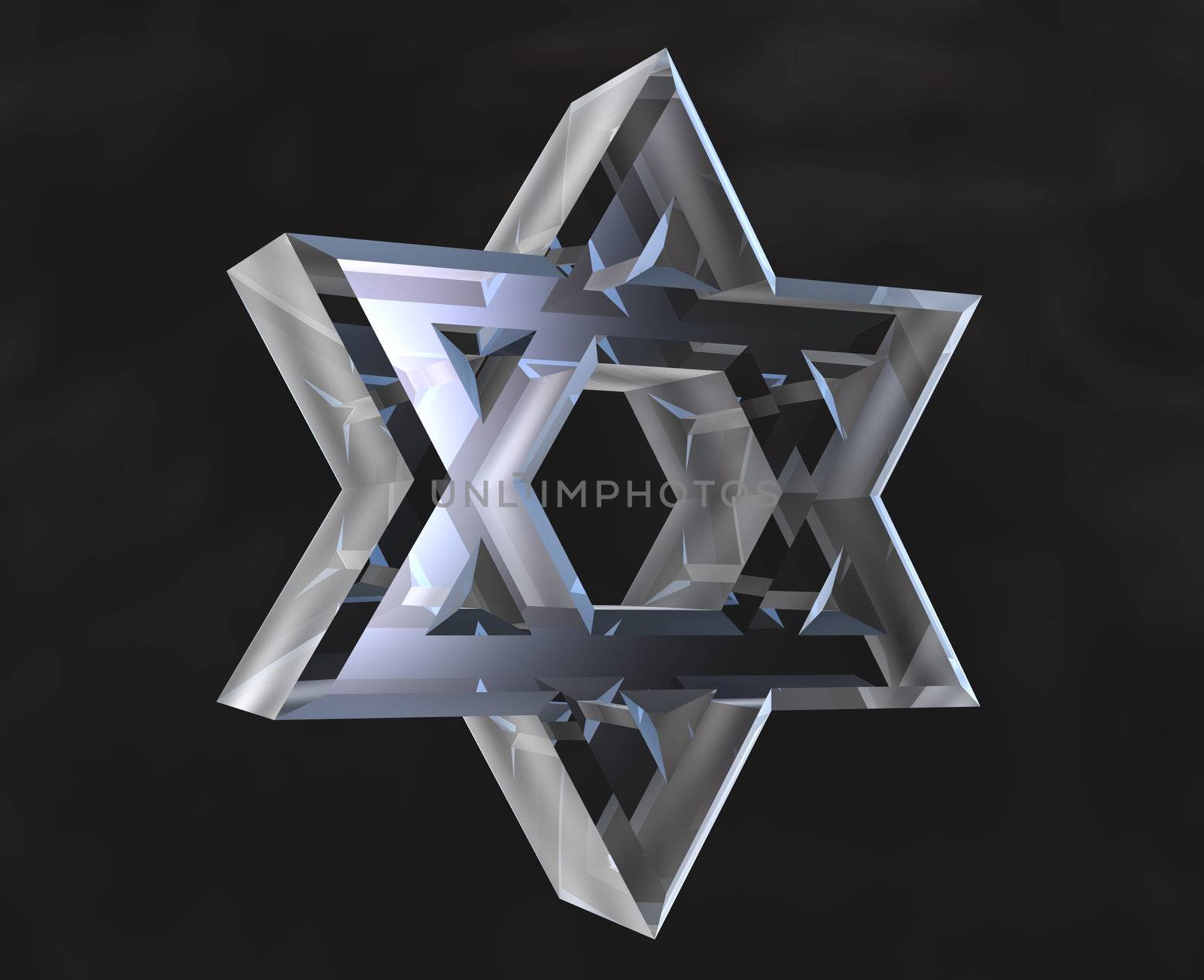 Star of David Symbol in glass - 3d made