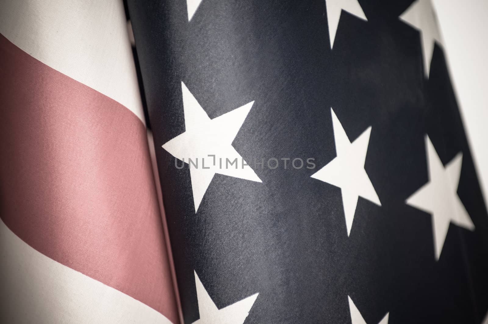 American flag shot by itself on white.