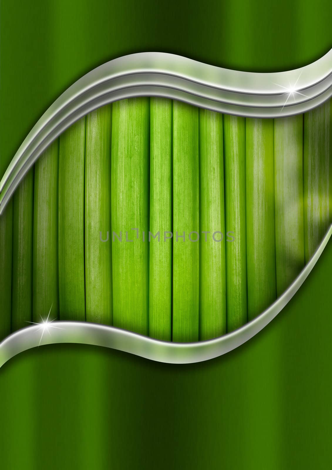 Natural green and metal business background with organic material