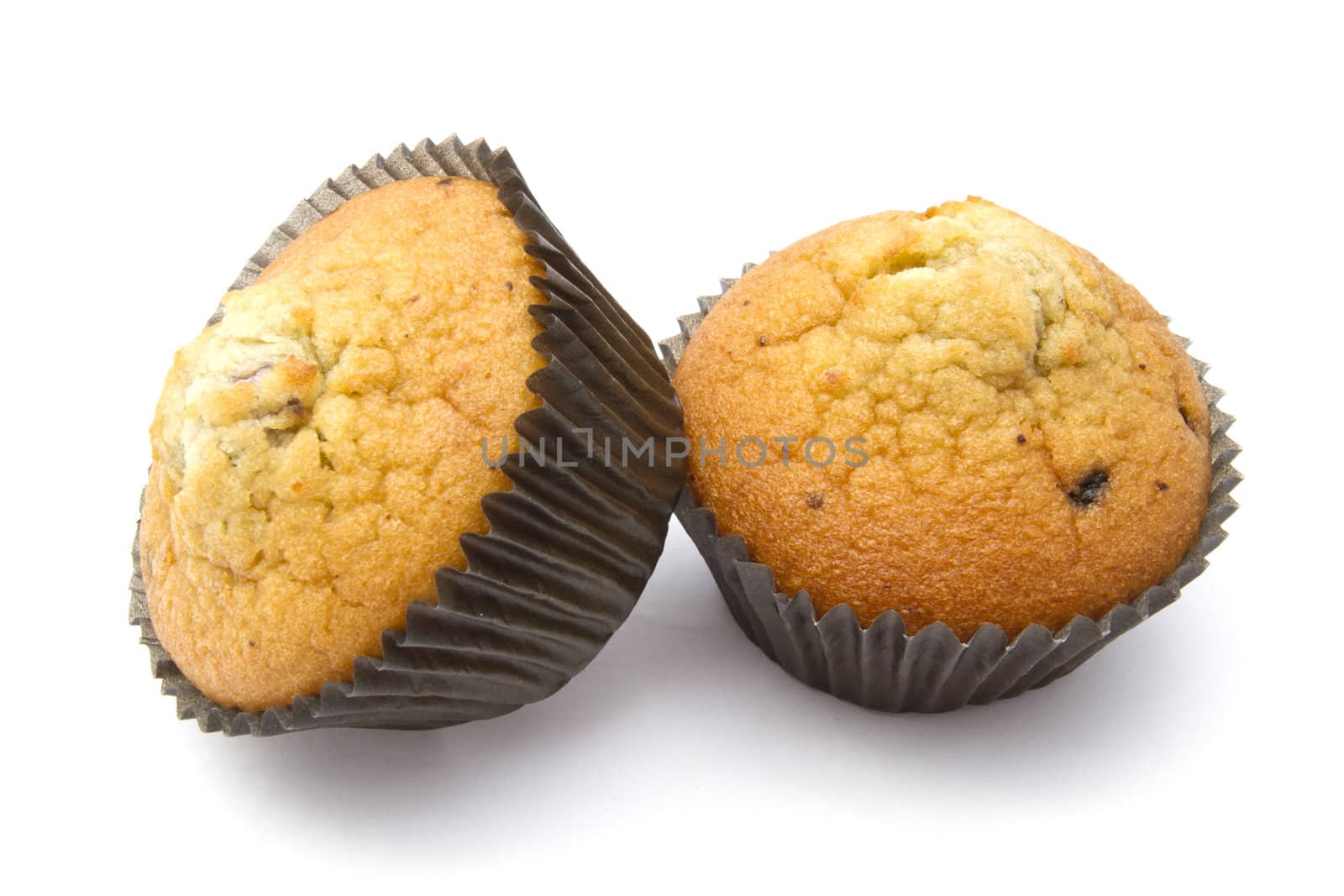 Delicious muffins isolated on white background 