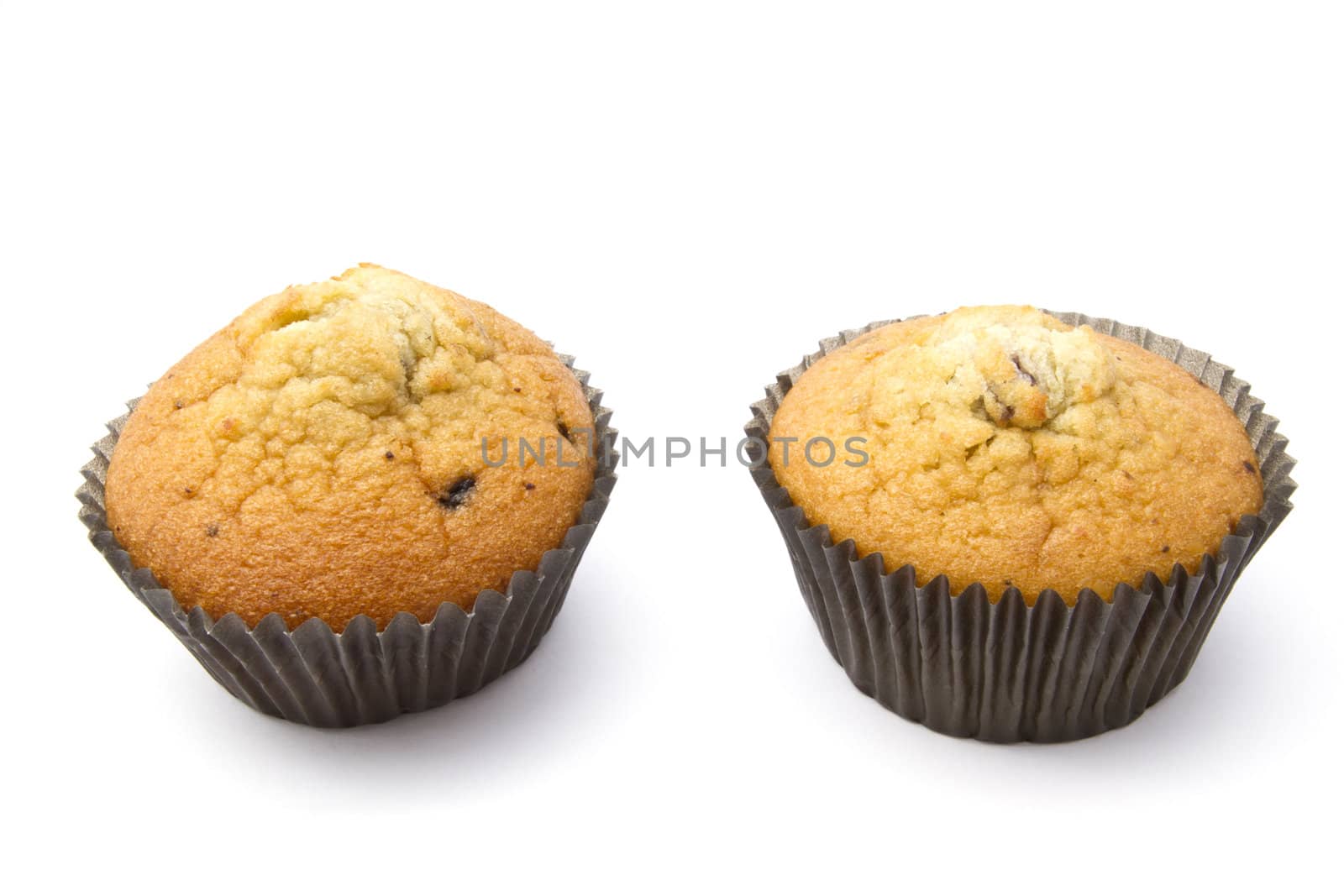 Delicious muffins isolated on white background 