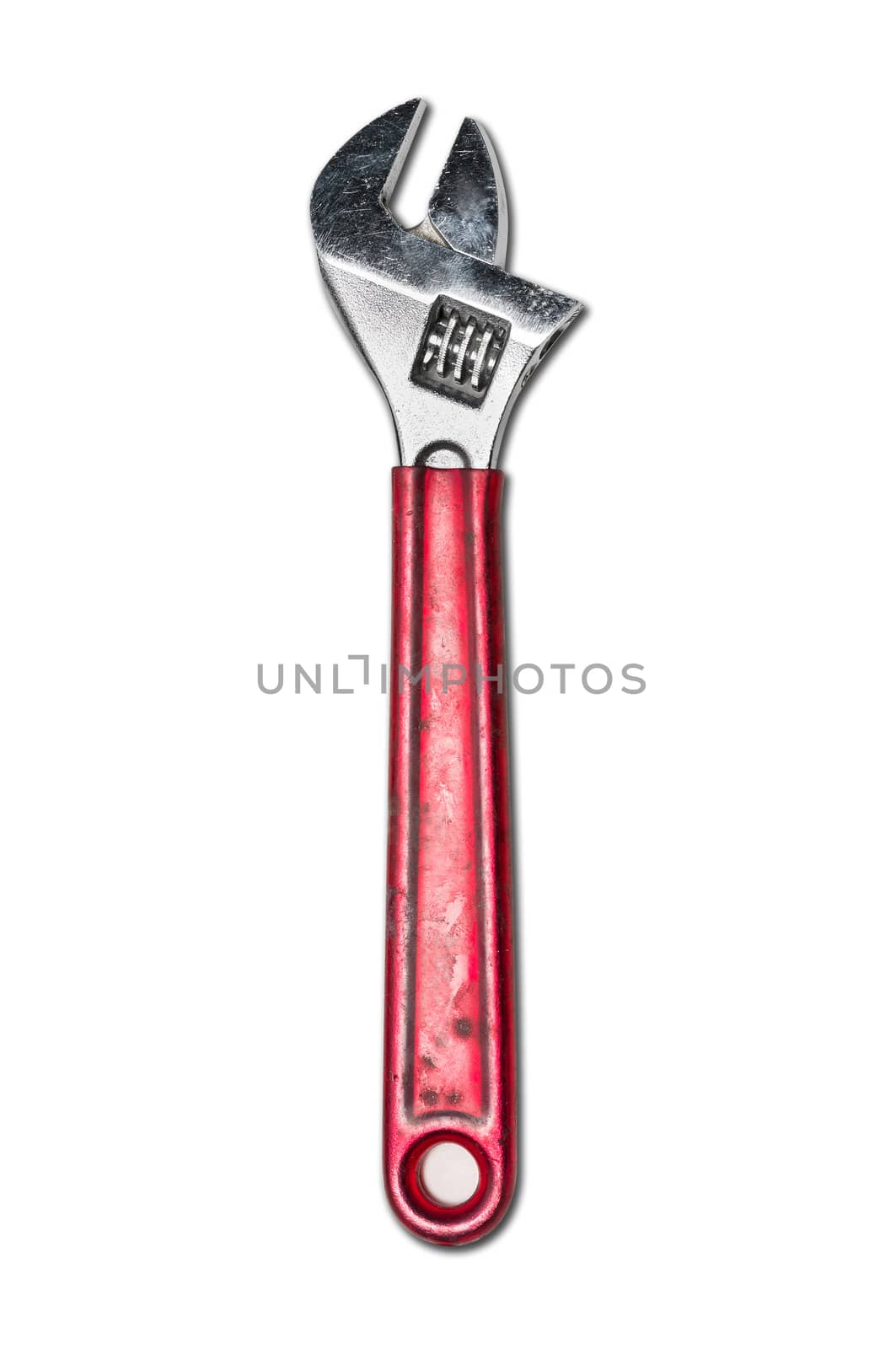 Used wrench on isolated background with clipping path