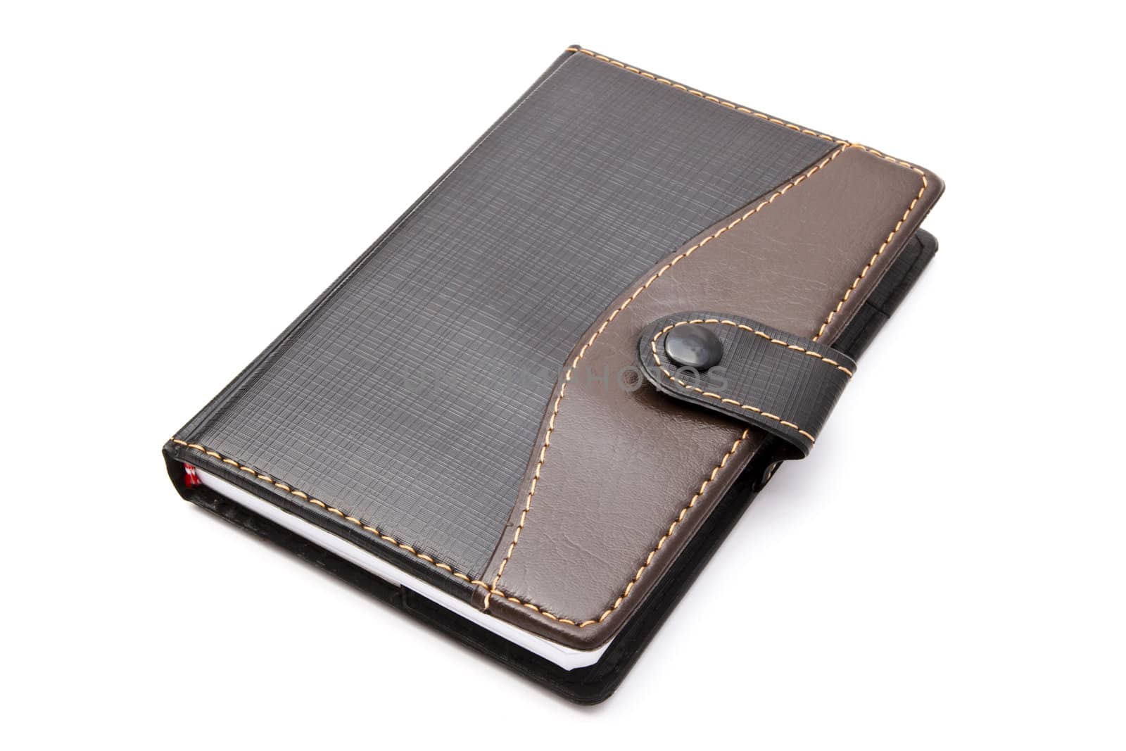 Black notebook isolated on white background 