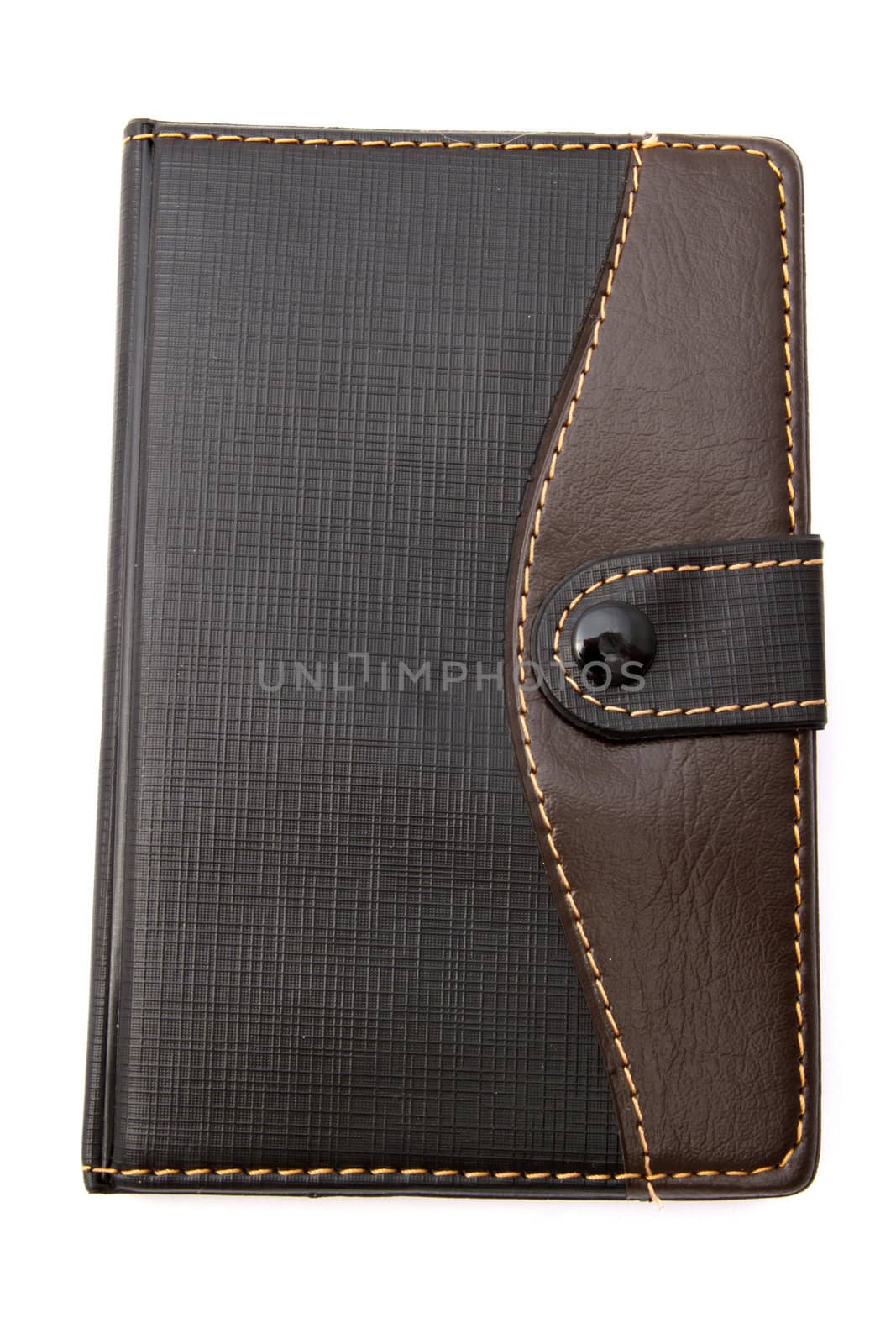 Black notebook isolated on white background 
