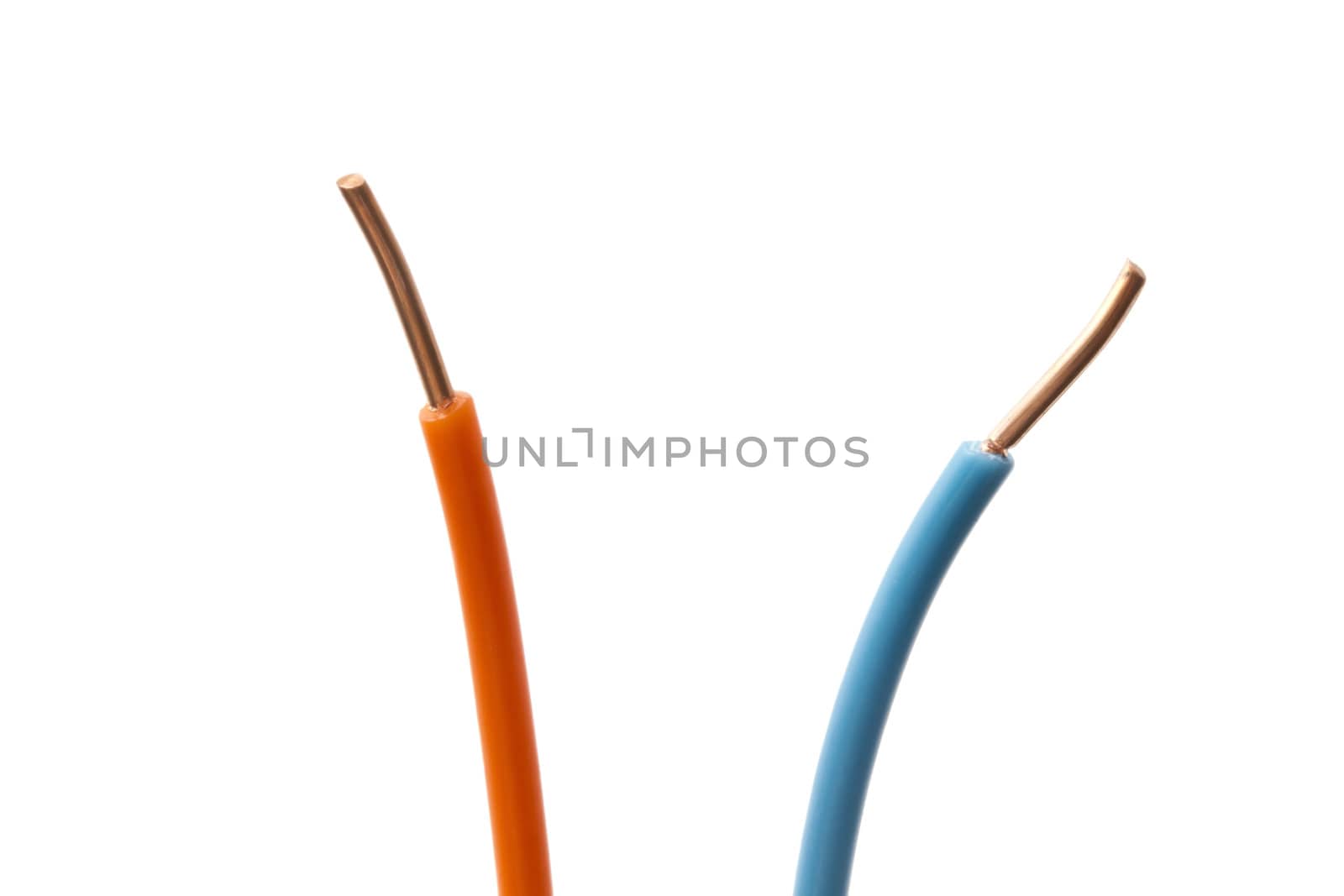 Colorful wires closeup on white background 
