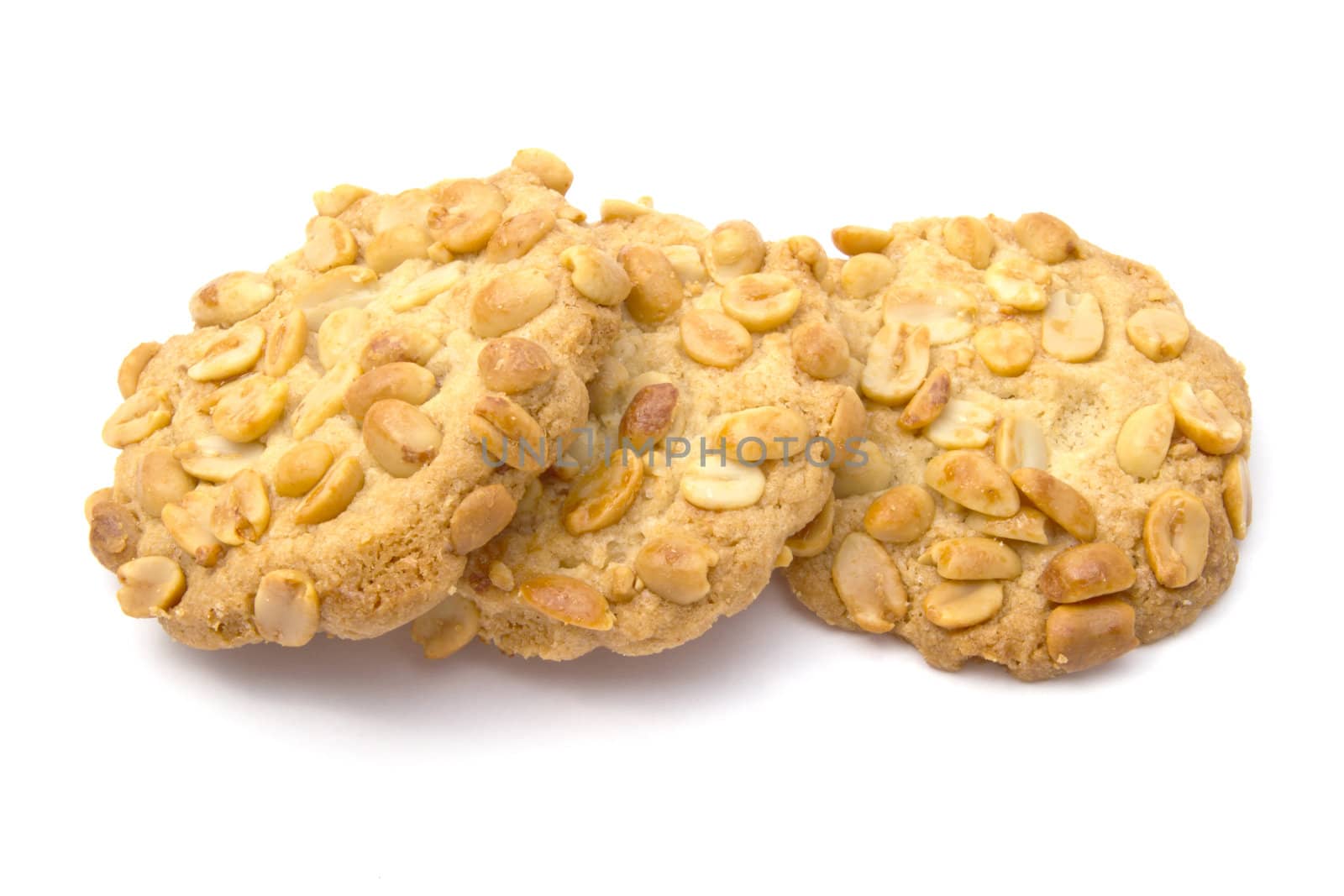 Delicious peanut cookies isolated on white background 
