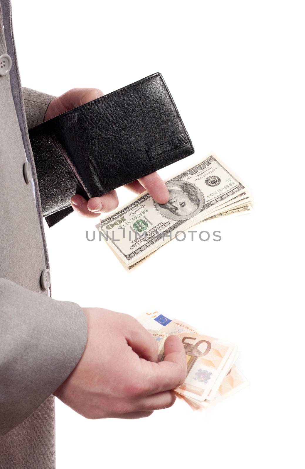 money in the hands of a white background