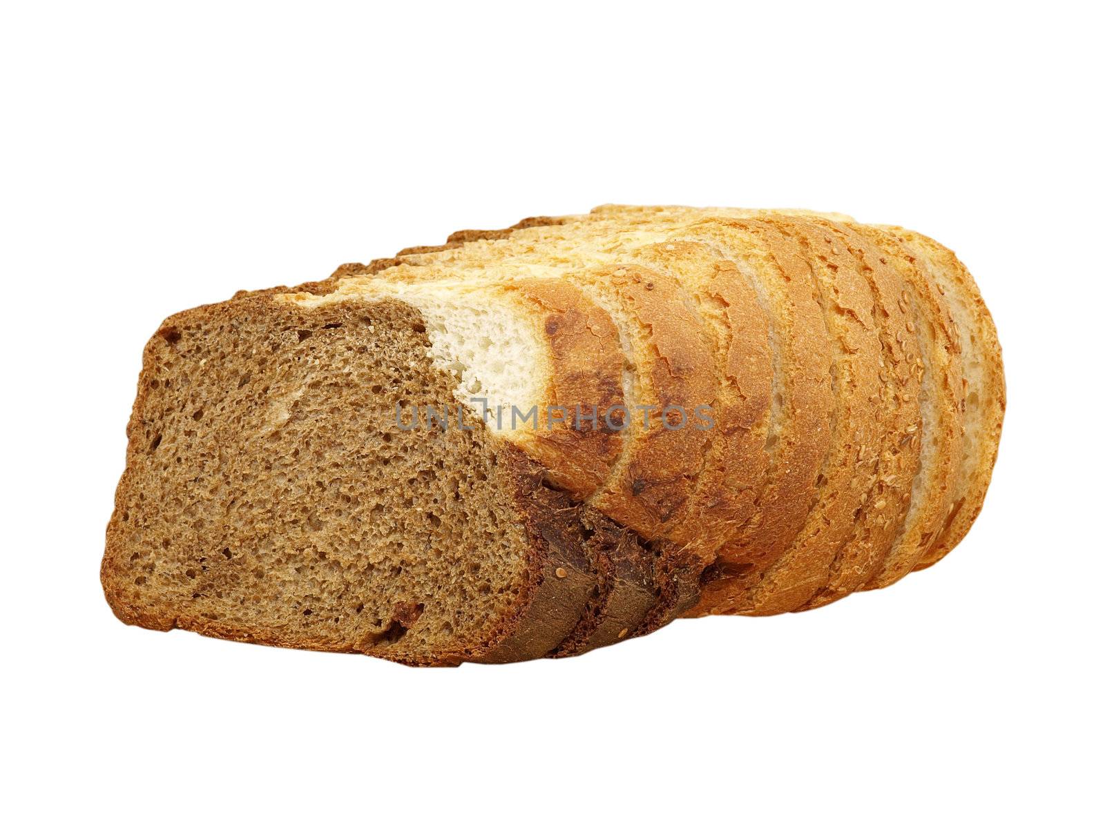Fresh sliced bread isolated on a white background.