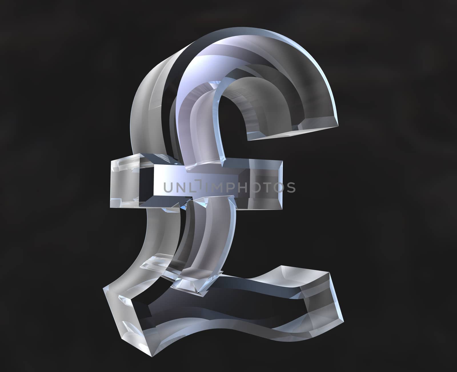 pound symbol in transparent glass - 3d made