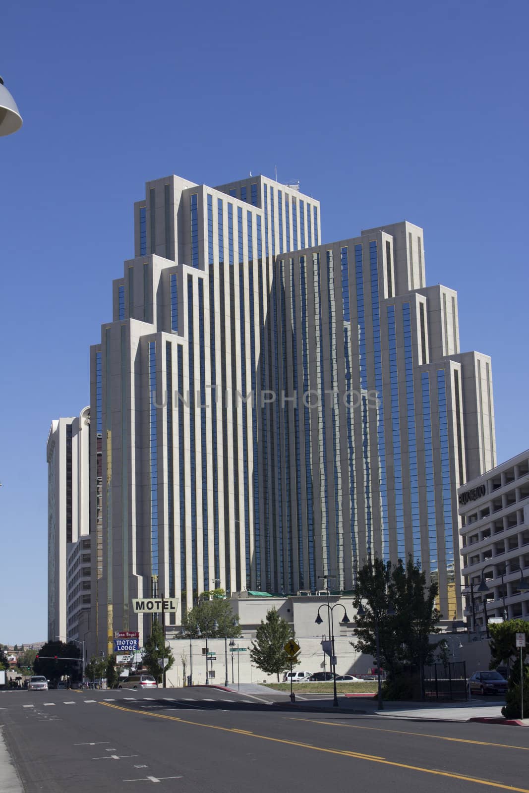 The side of a casino building in Reno Nevada USA