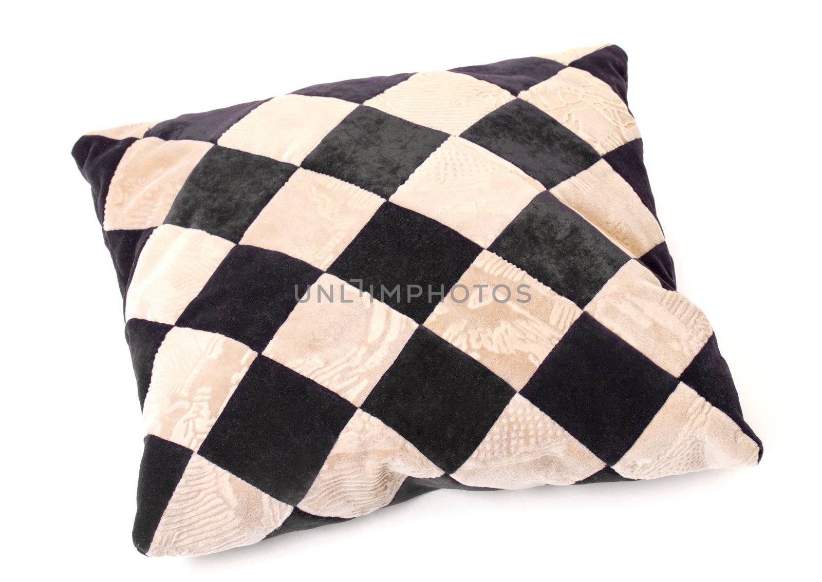 Throw Pillow with a Checkerboard Texture, on white background