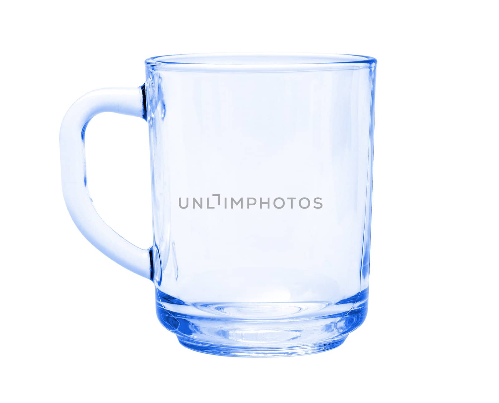 Empty Blue Glass Cup, isolated on white background