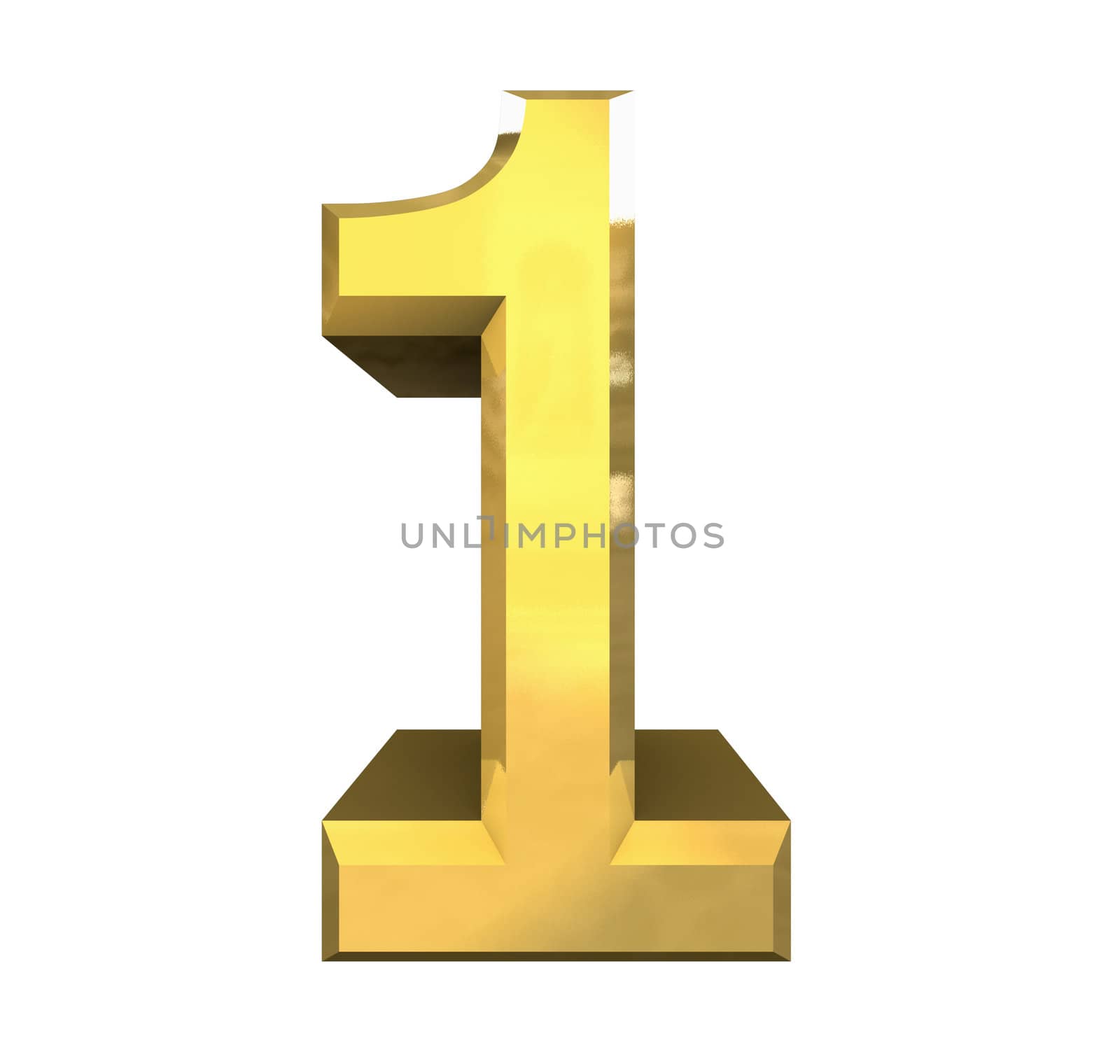 3d number 1 in gold - 3d made