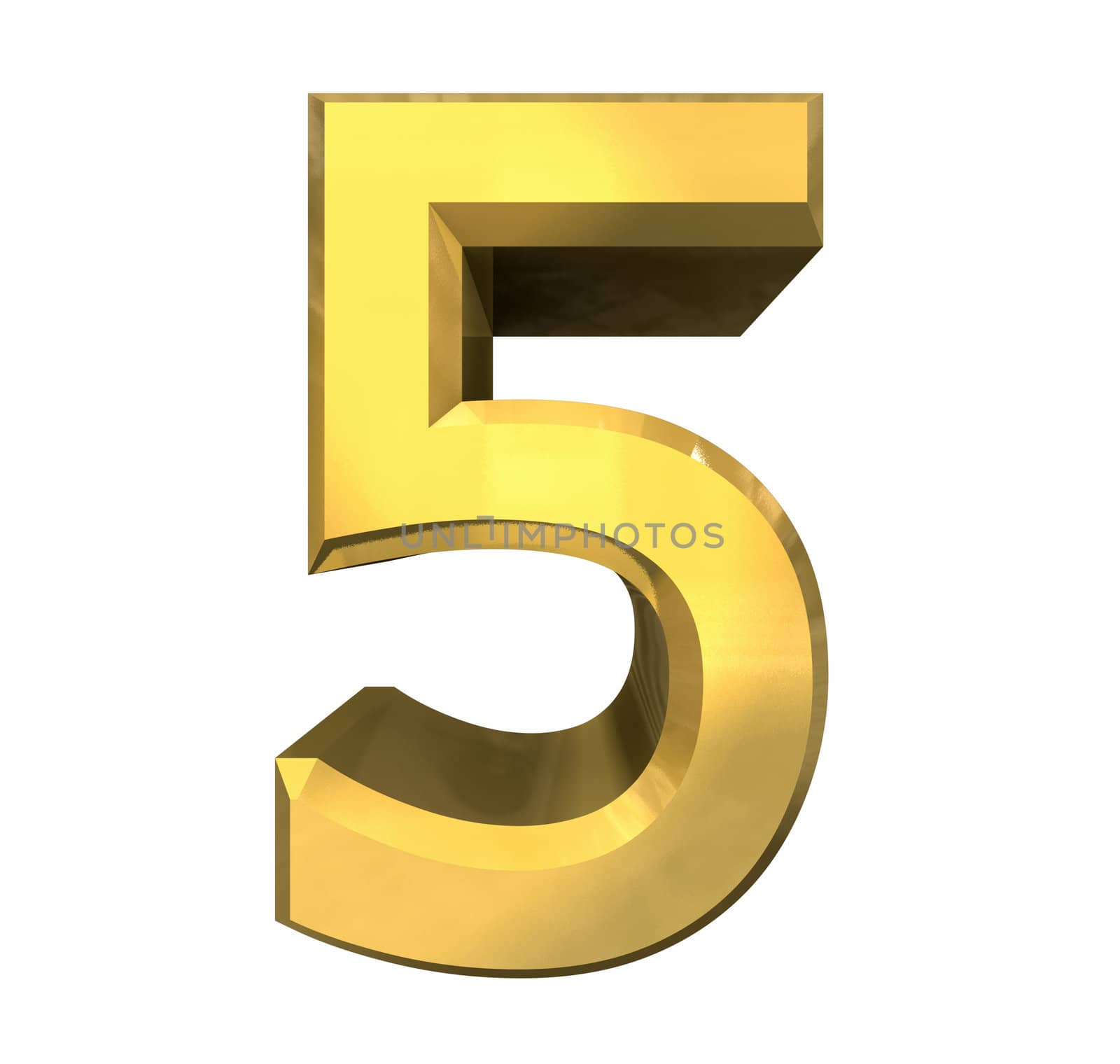 3d number 5 in gold - 3d made