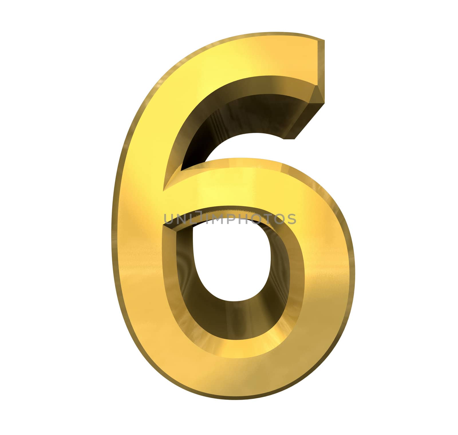 3d number 6 in gold - 3d made