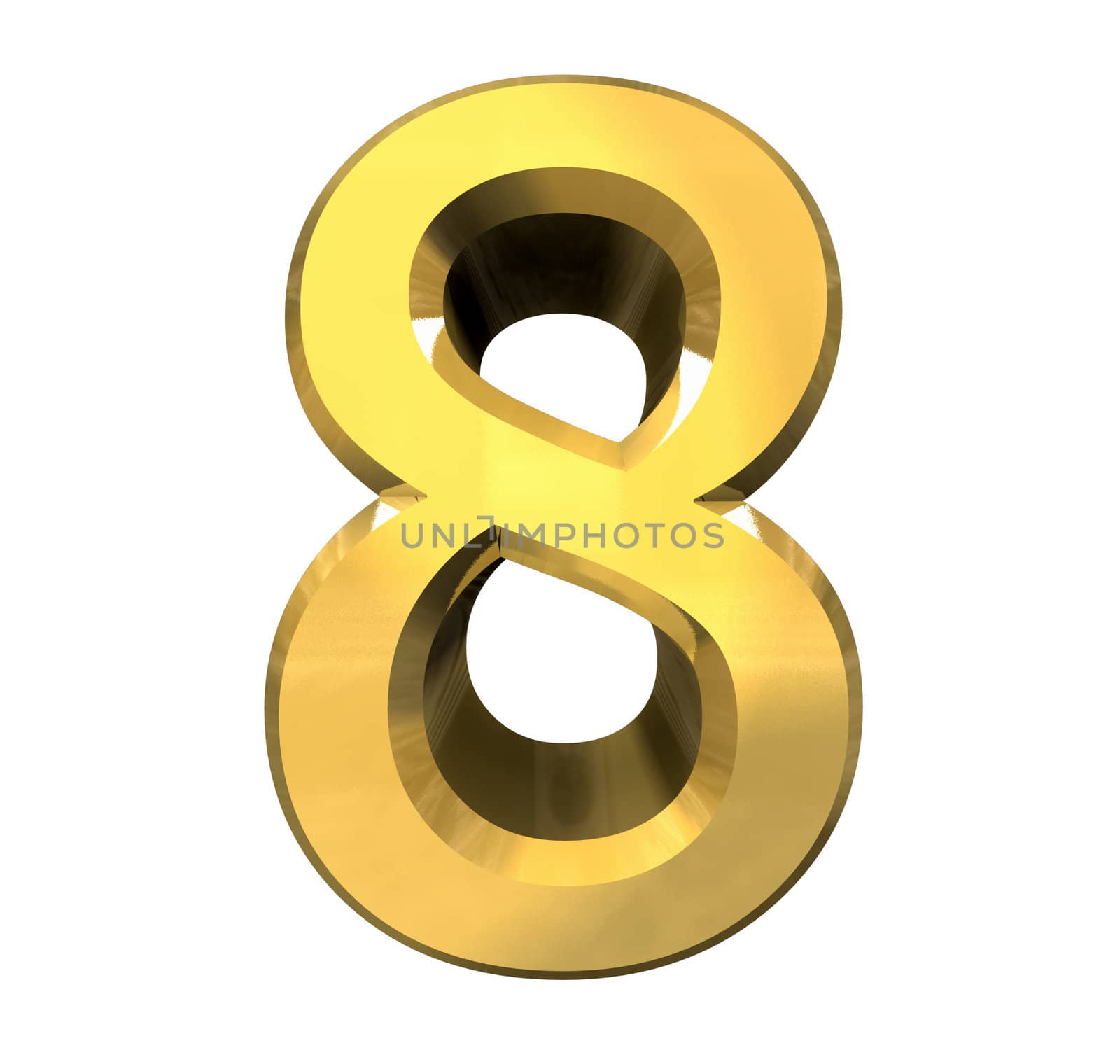 3d number 8 in gold - 3d made