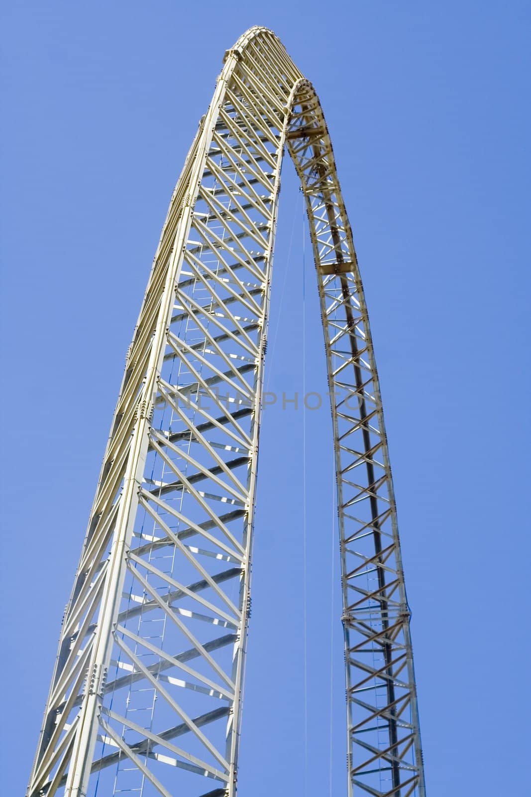 Sophisticated metal construction on a background of blue sky