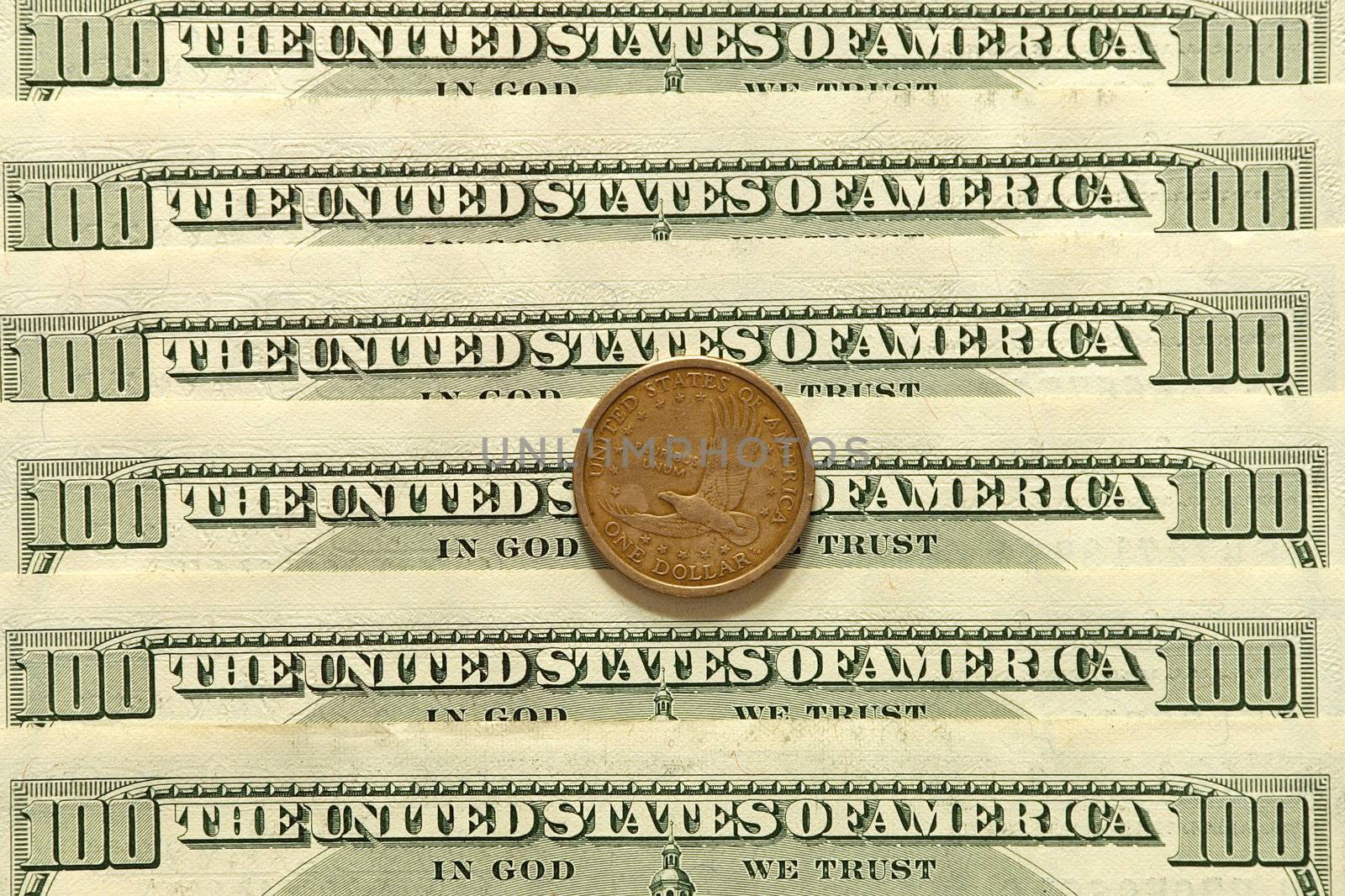 USA dollar banknotes and coins suitable as Background.