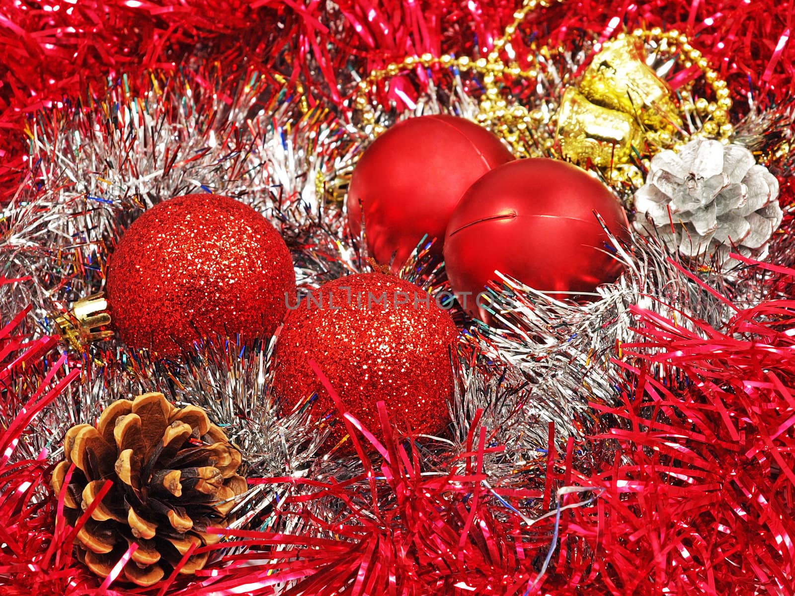 Christmas balls,cones and decoration.