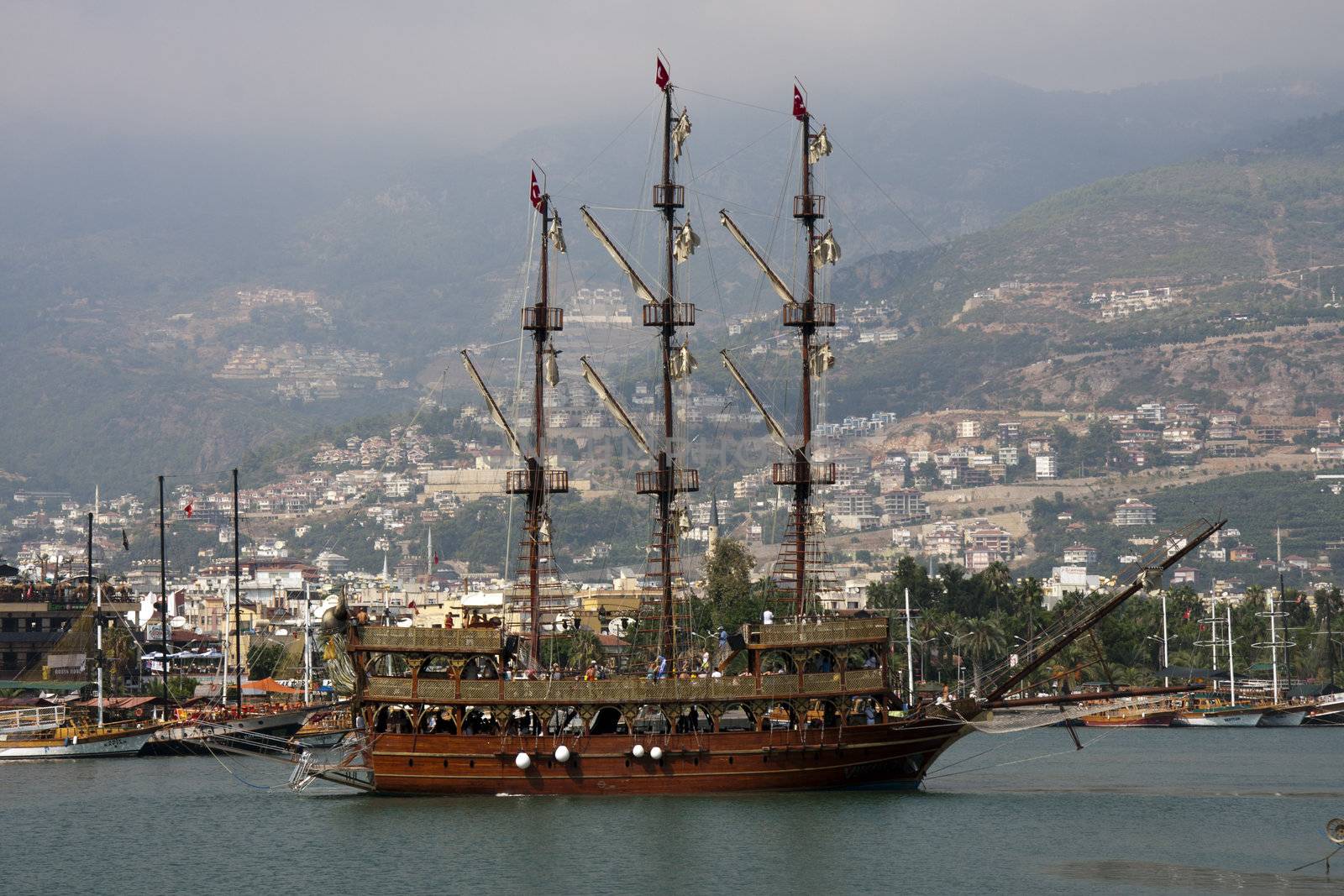 Tourist boat in Alanya Harbour, Turkey