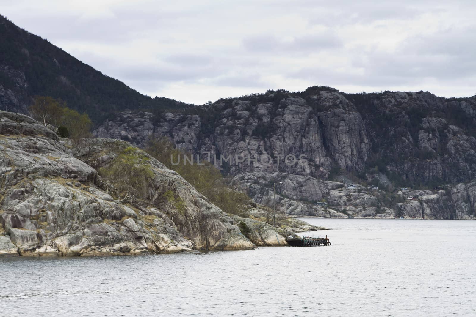 landscape in norway, europe - coastline in fjord