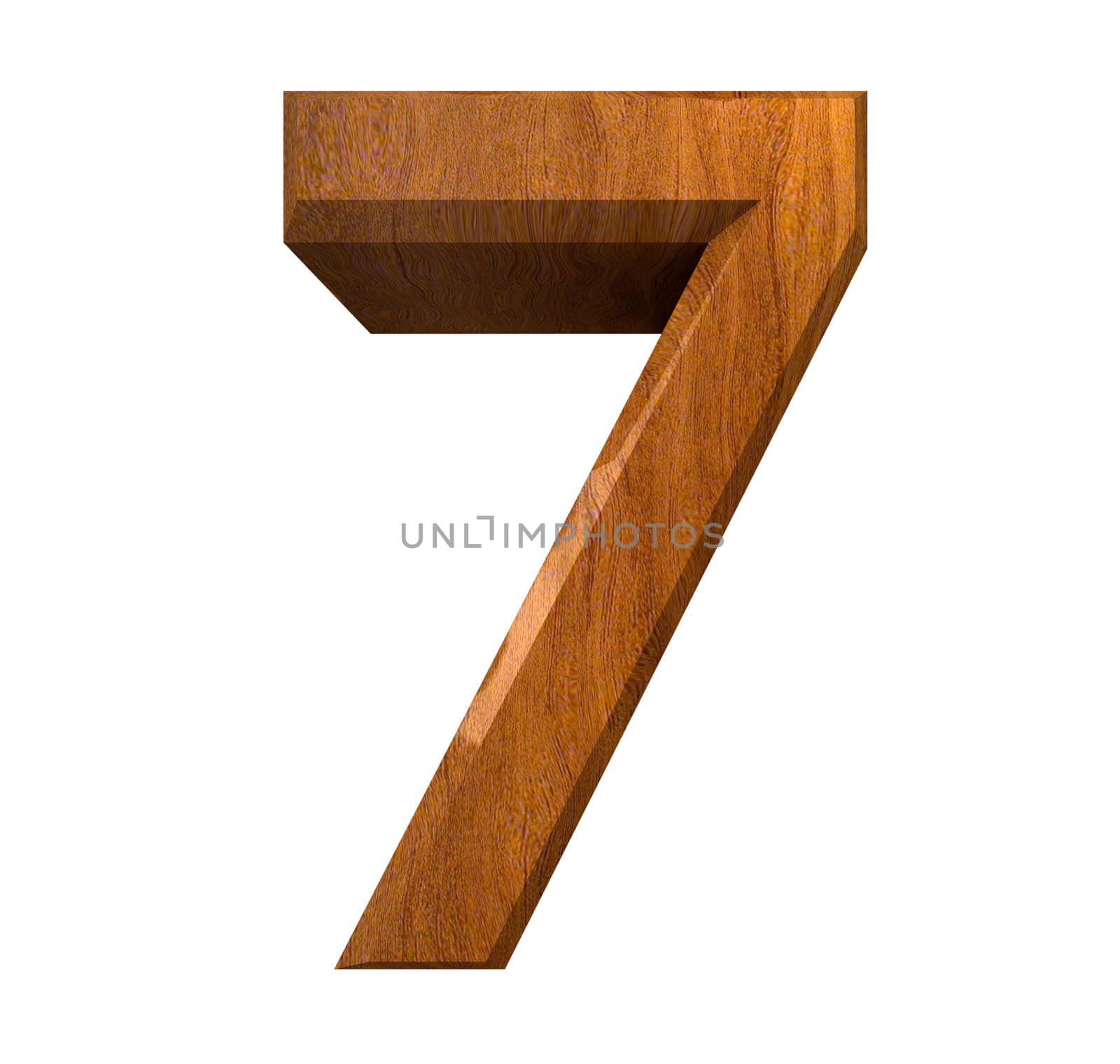 3d number 7 in wood - 3d made