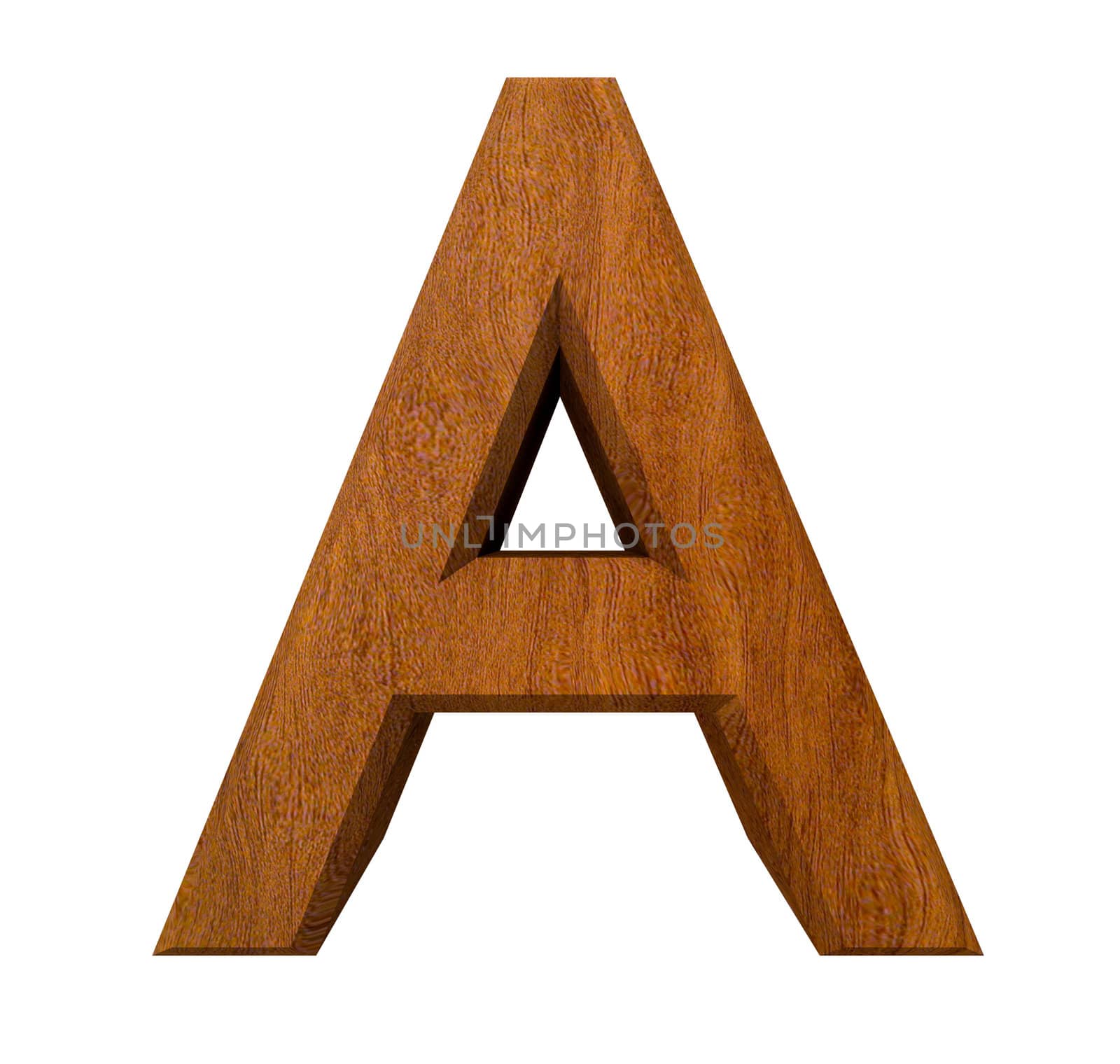 3d letter A in wood - 3d made