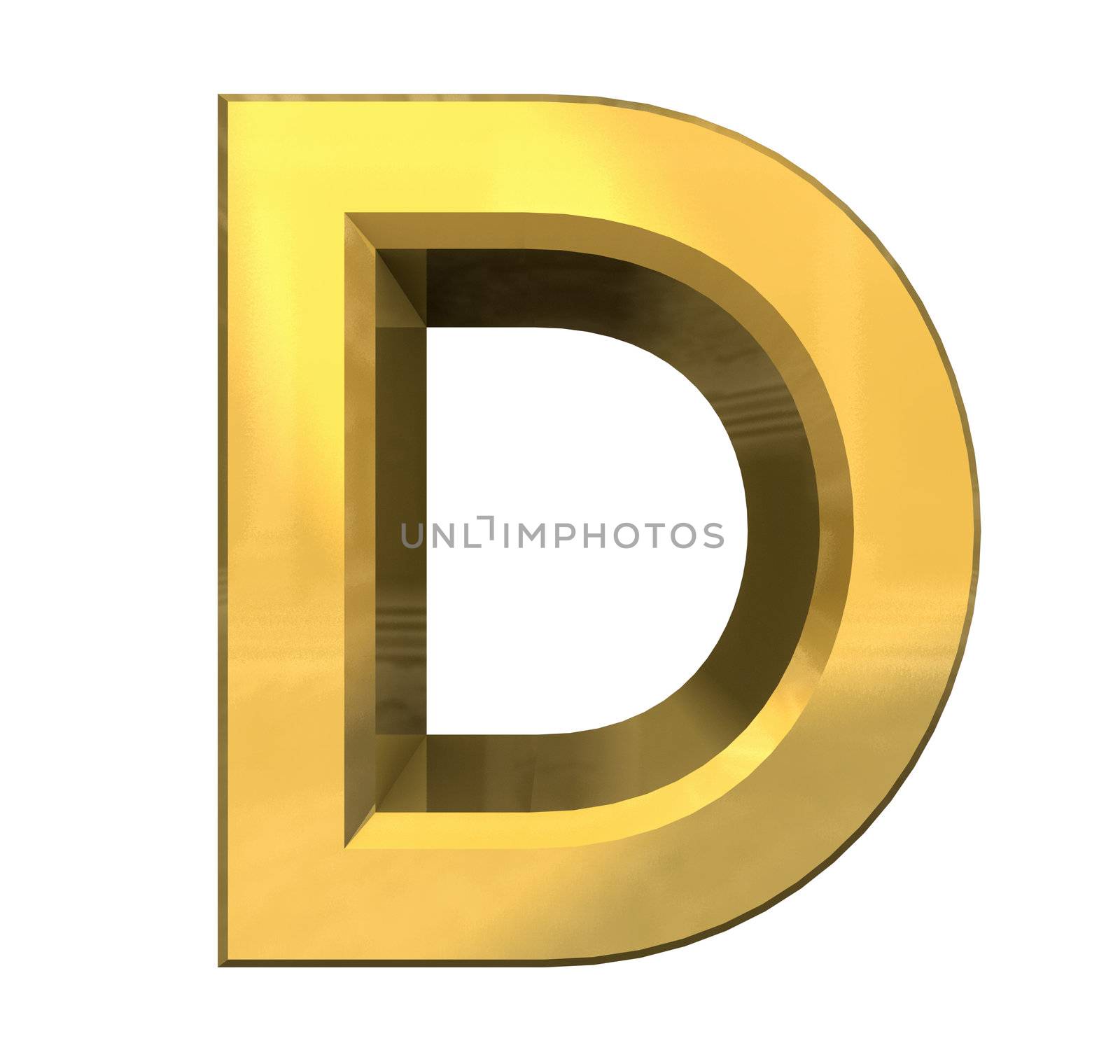 gold 3d letter D - 3d made