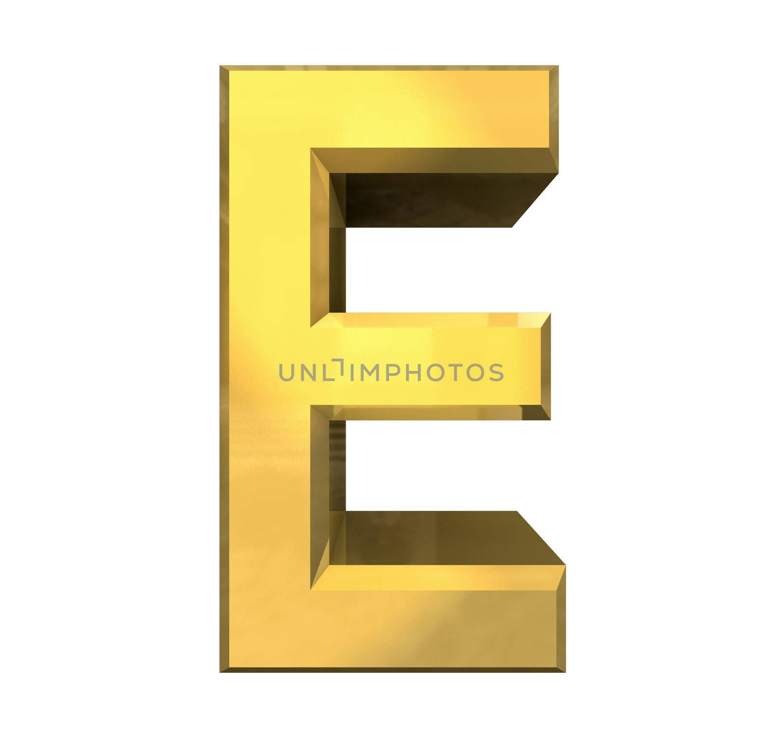 gold 3d letter E - 3d made